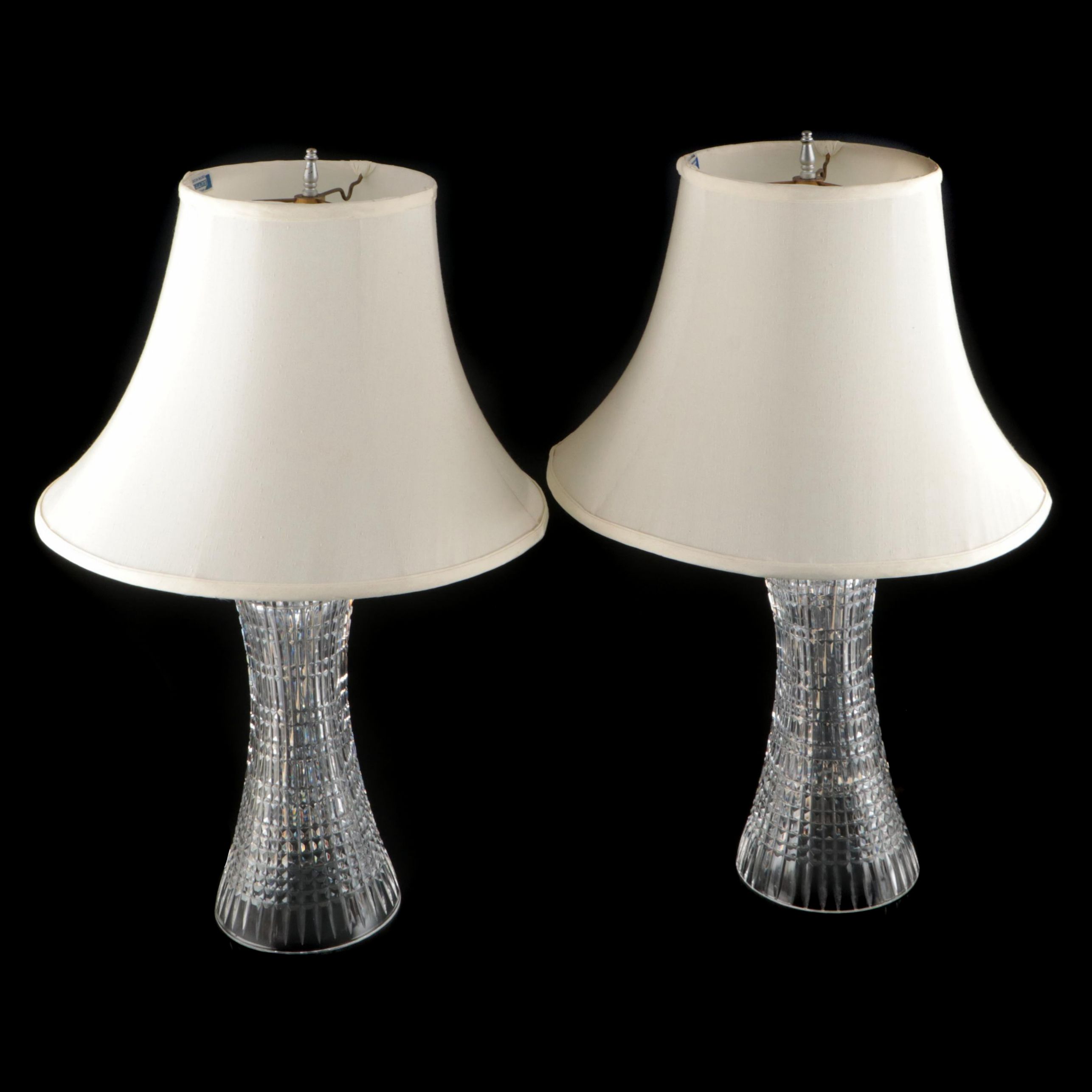 Diane Studios Diamond Pattern Crystal Pillar Table Lamps