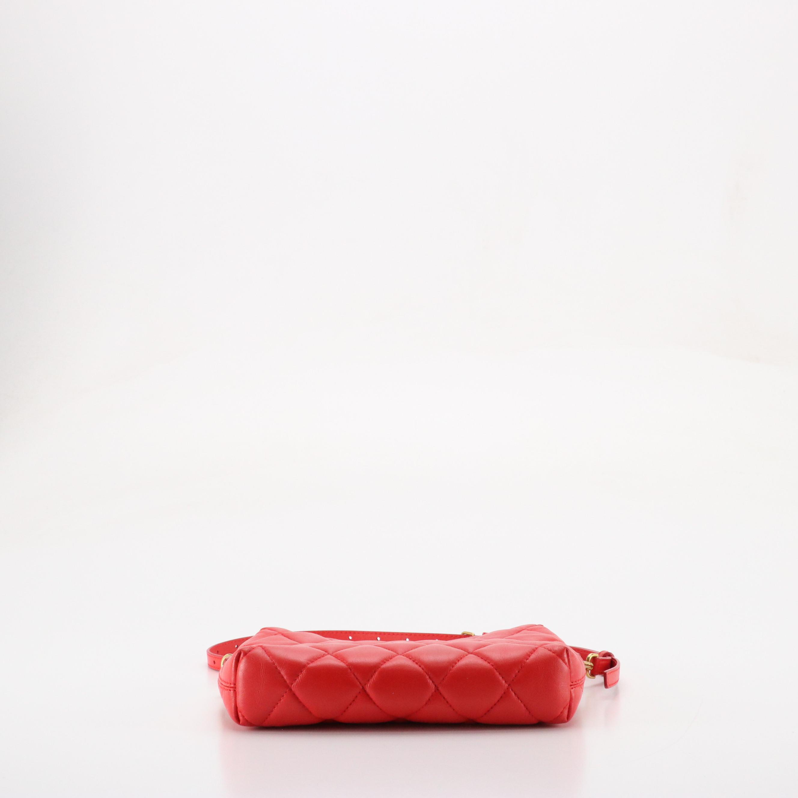 Balenciaga B Camera Crossbody Bag in Red Diamond Stitched Quilted Leather