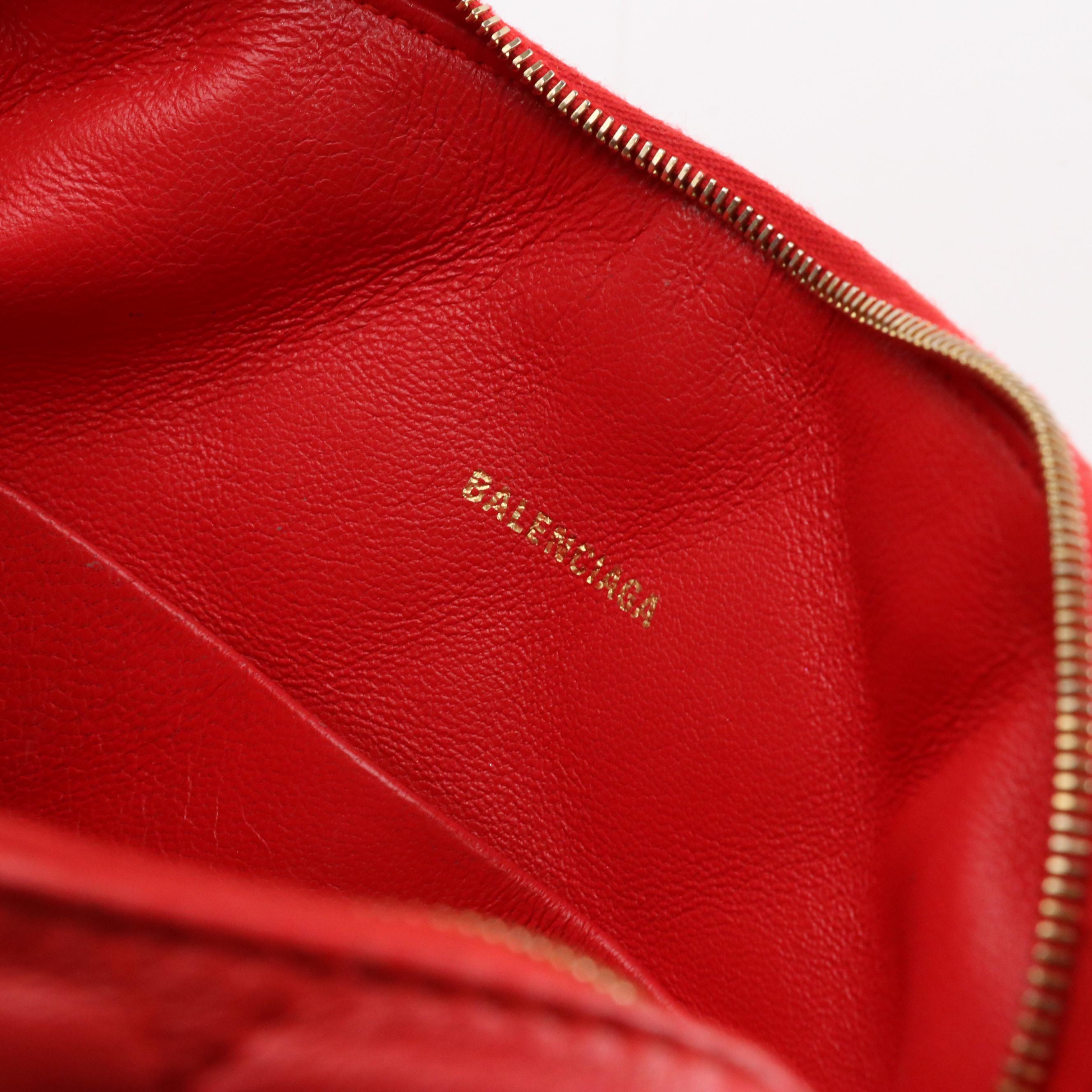 Balenciaga B Camera Crossbody Bag in Red Diamond Stitched Quilted Leather
