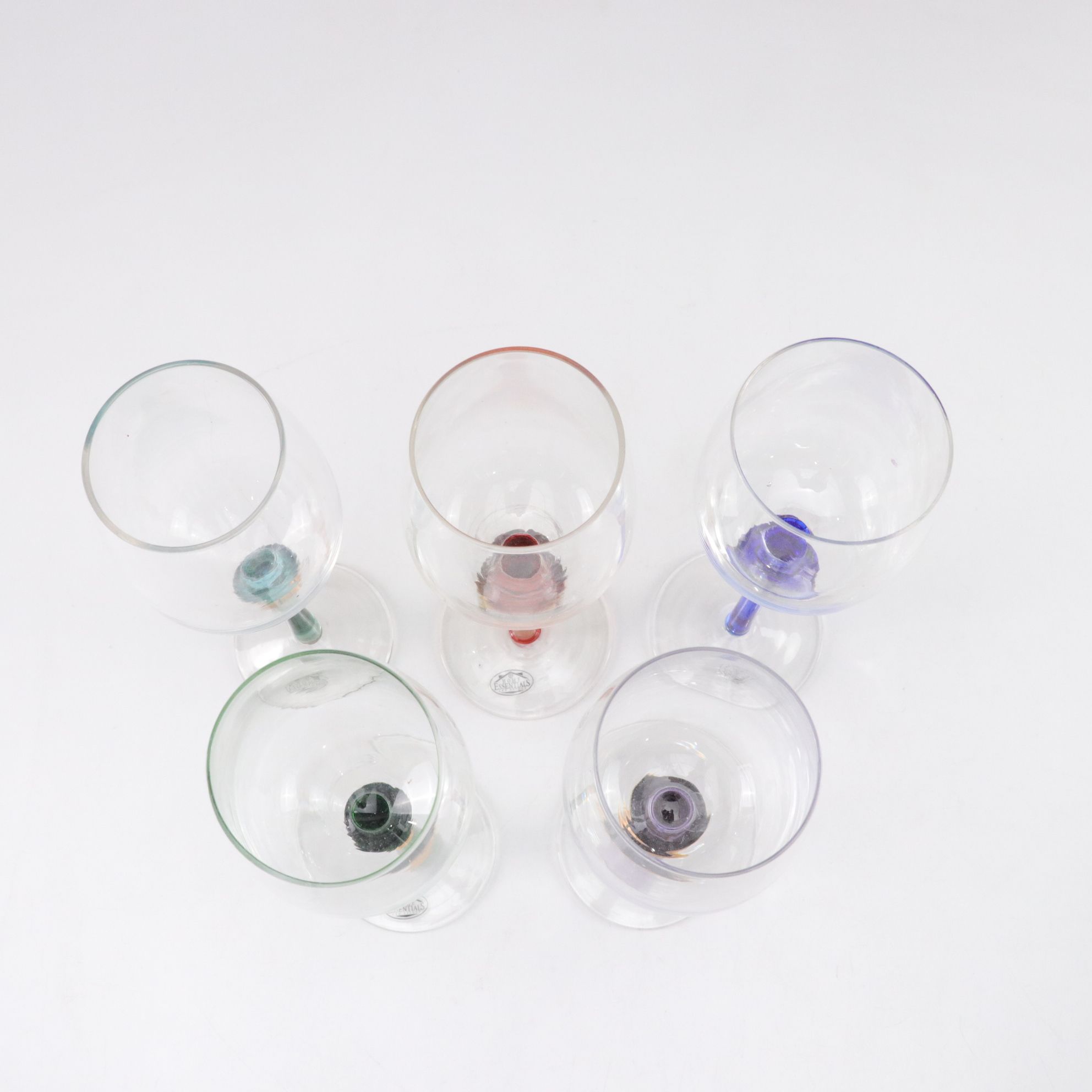 Gilt & Colored Stem Wine Glasses with Fruit Bowl