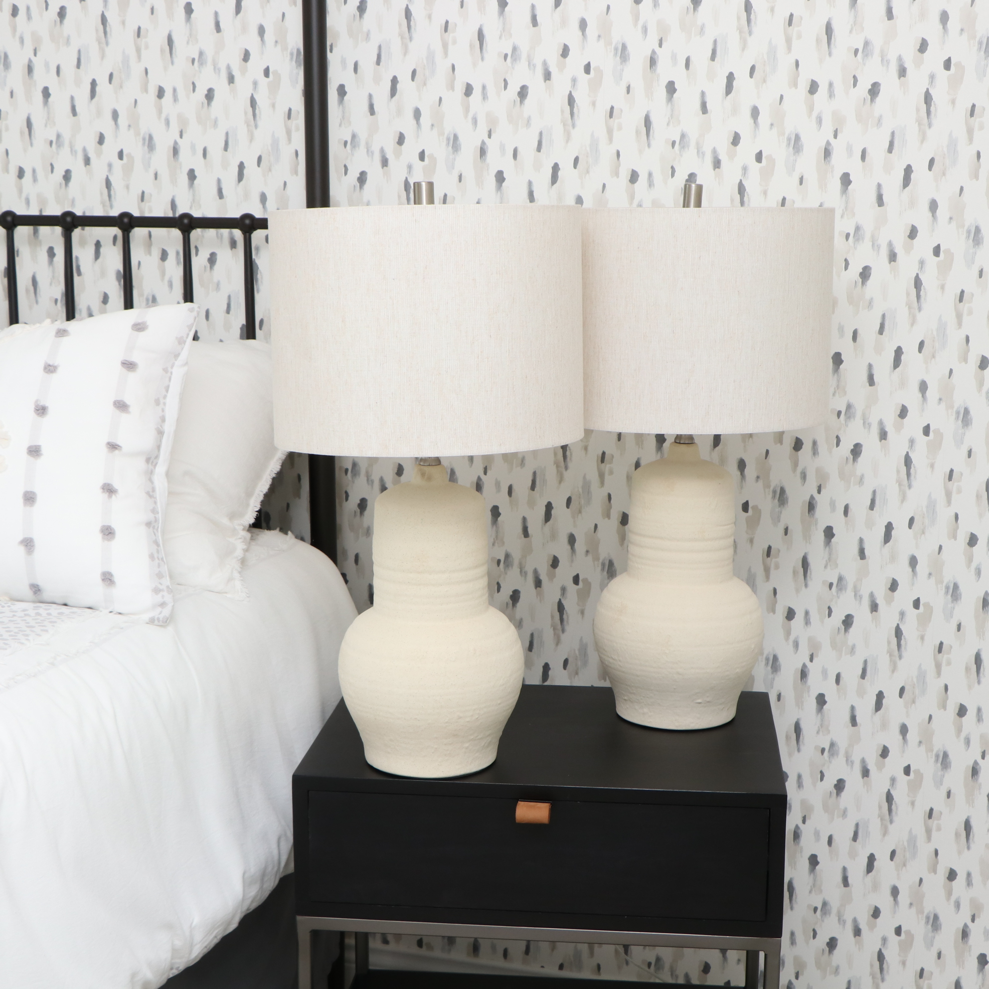 Pair of Lite Source "Monissa" Ceramic Table Lamps with Diffuser Shades