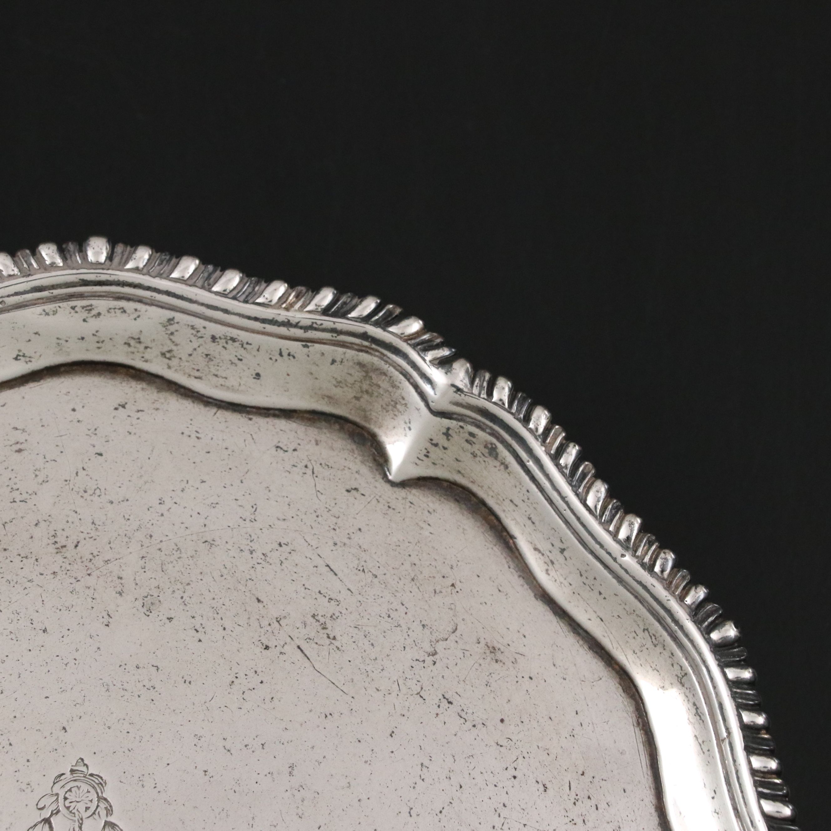 Richard Rugg I Georgian Sterling Silver Heraldic Footed Salver, 1773