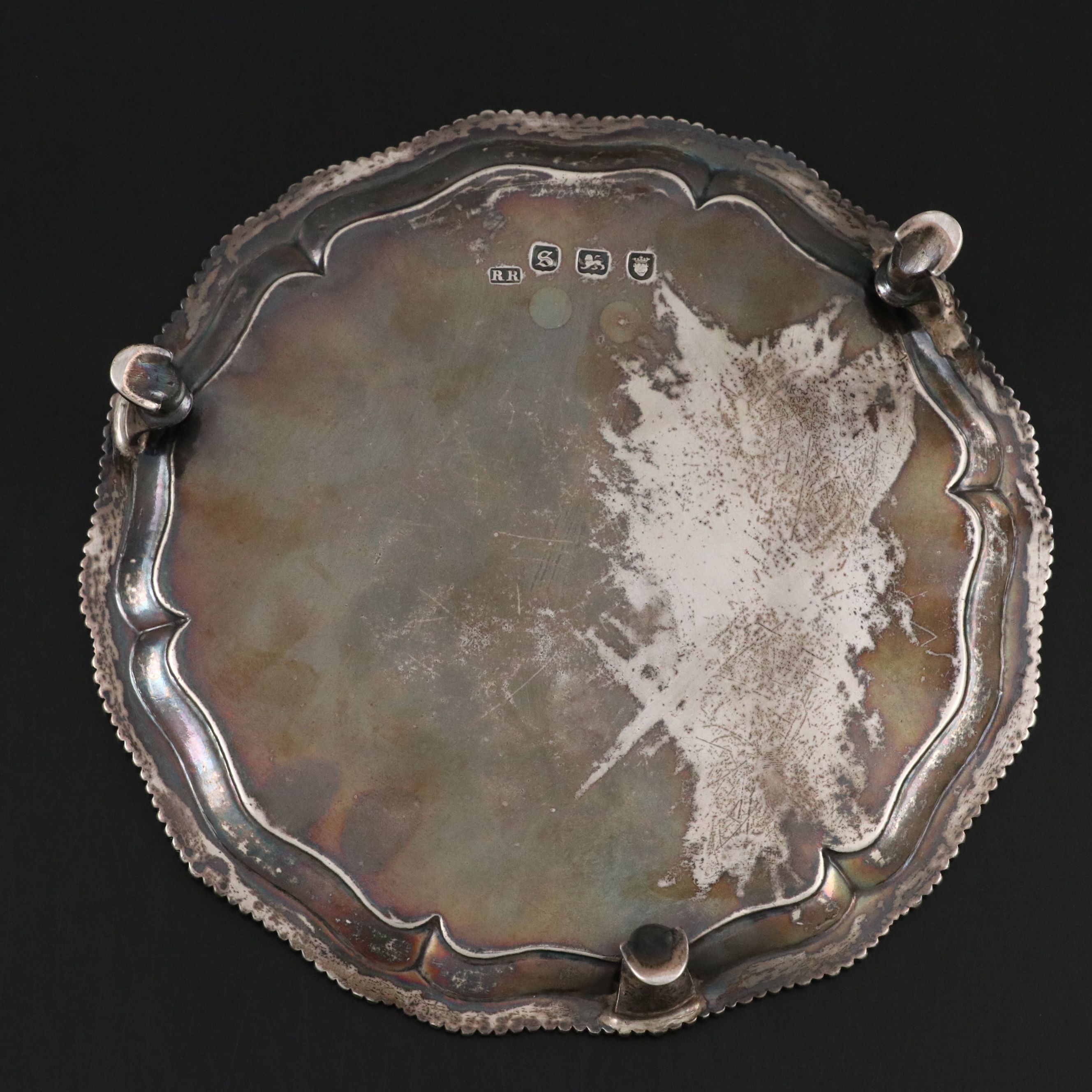 Richard Rugg I Georgian Sterling Silver Heraldic Footed Salver, 1773