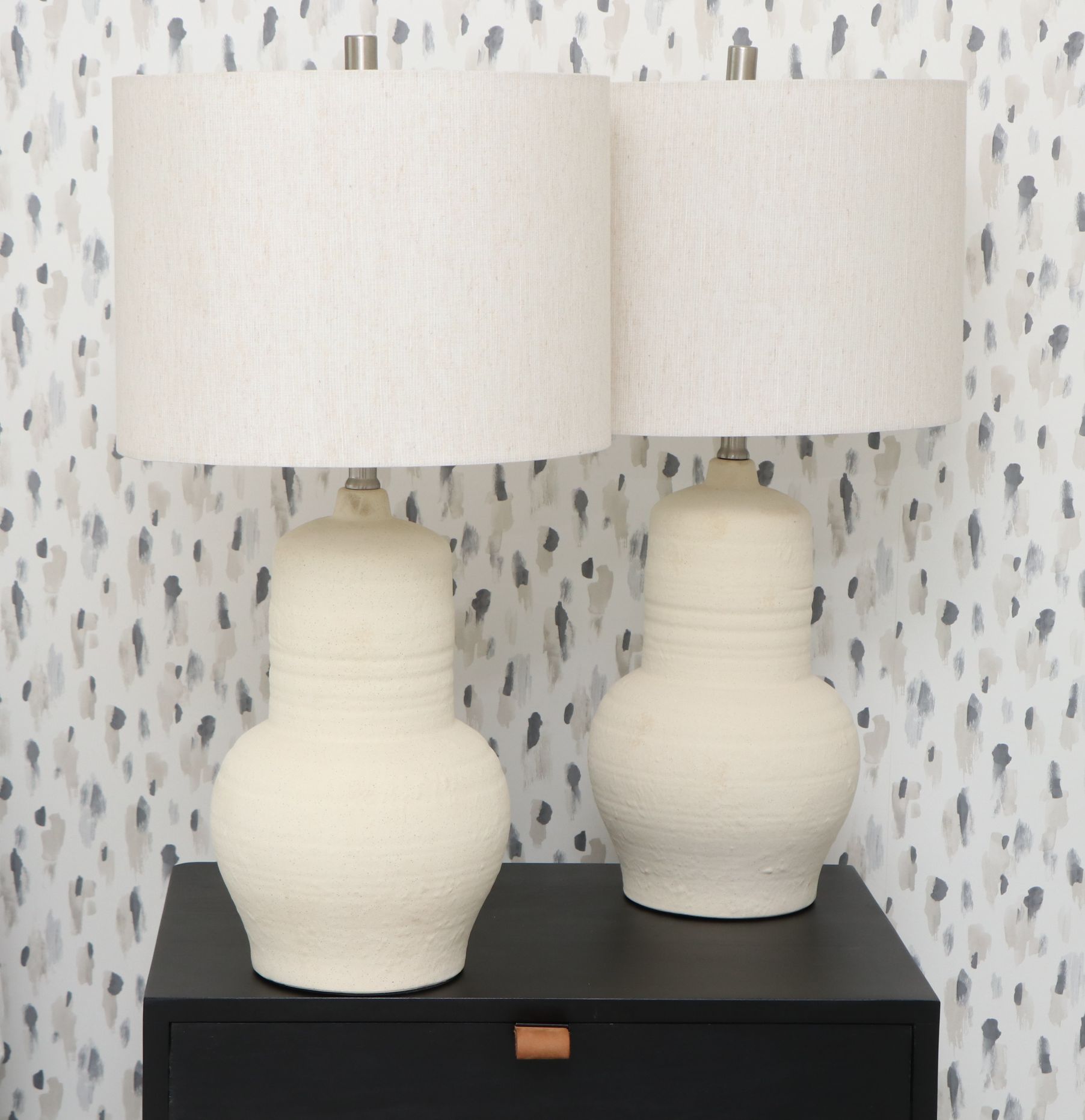 Pair of Lite Source "Monissa" Ceramic Table Lamps with Diffuser Shades