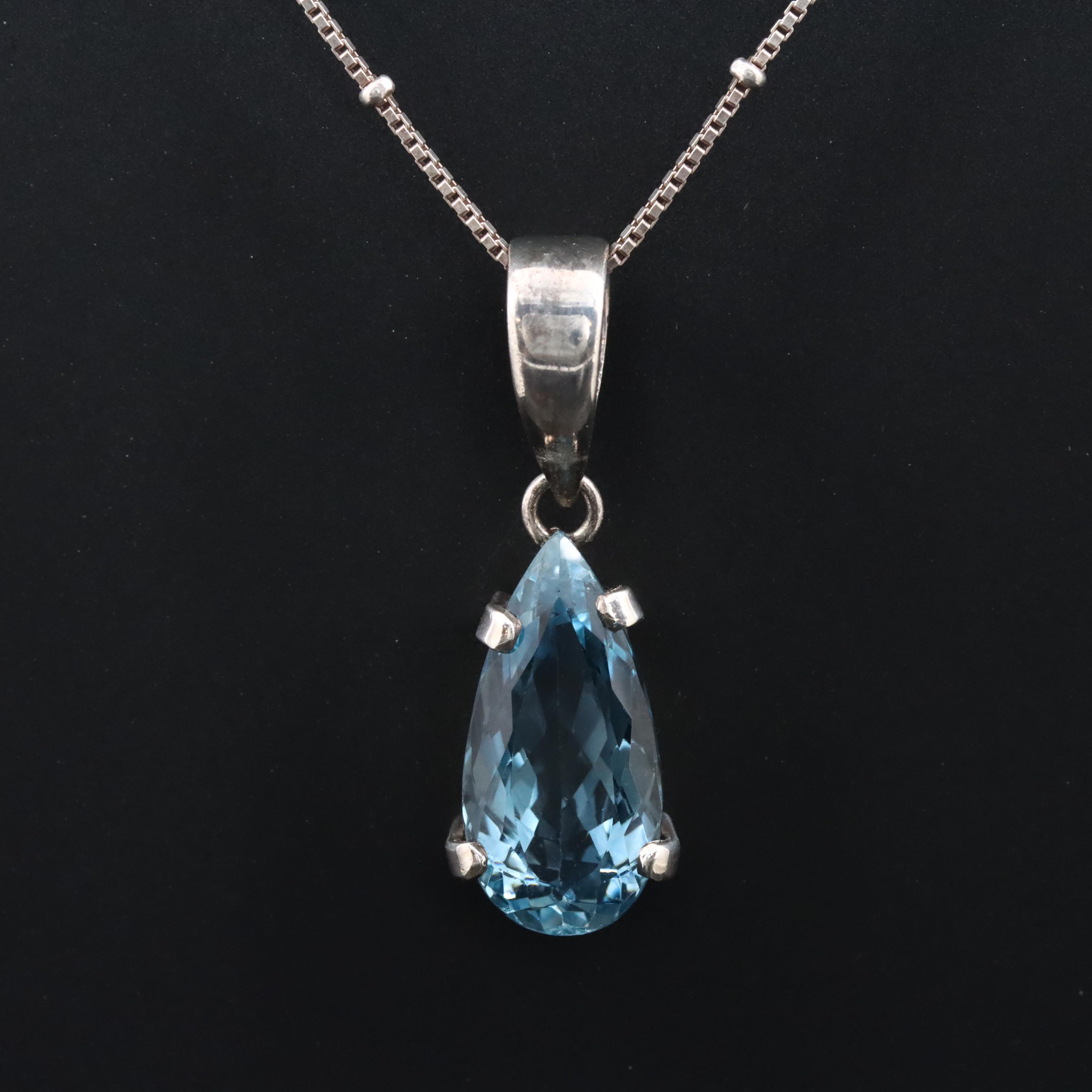 Sterling Topaz Pendant Necklace
