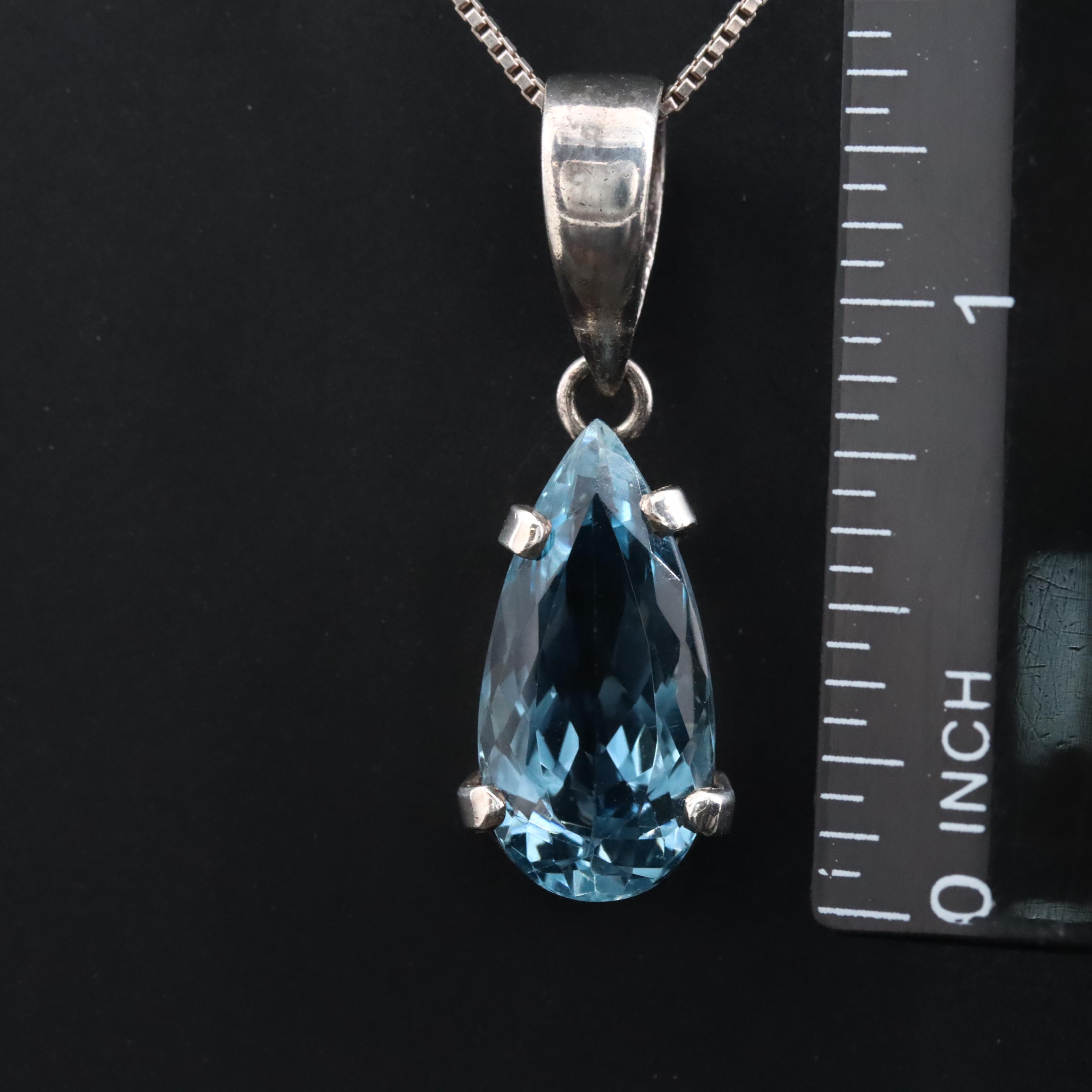 Sterling Topaz Pendant Necklace