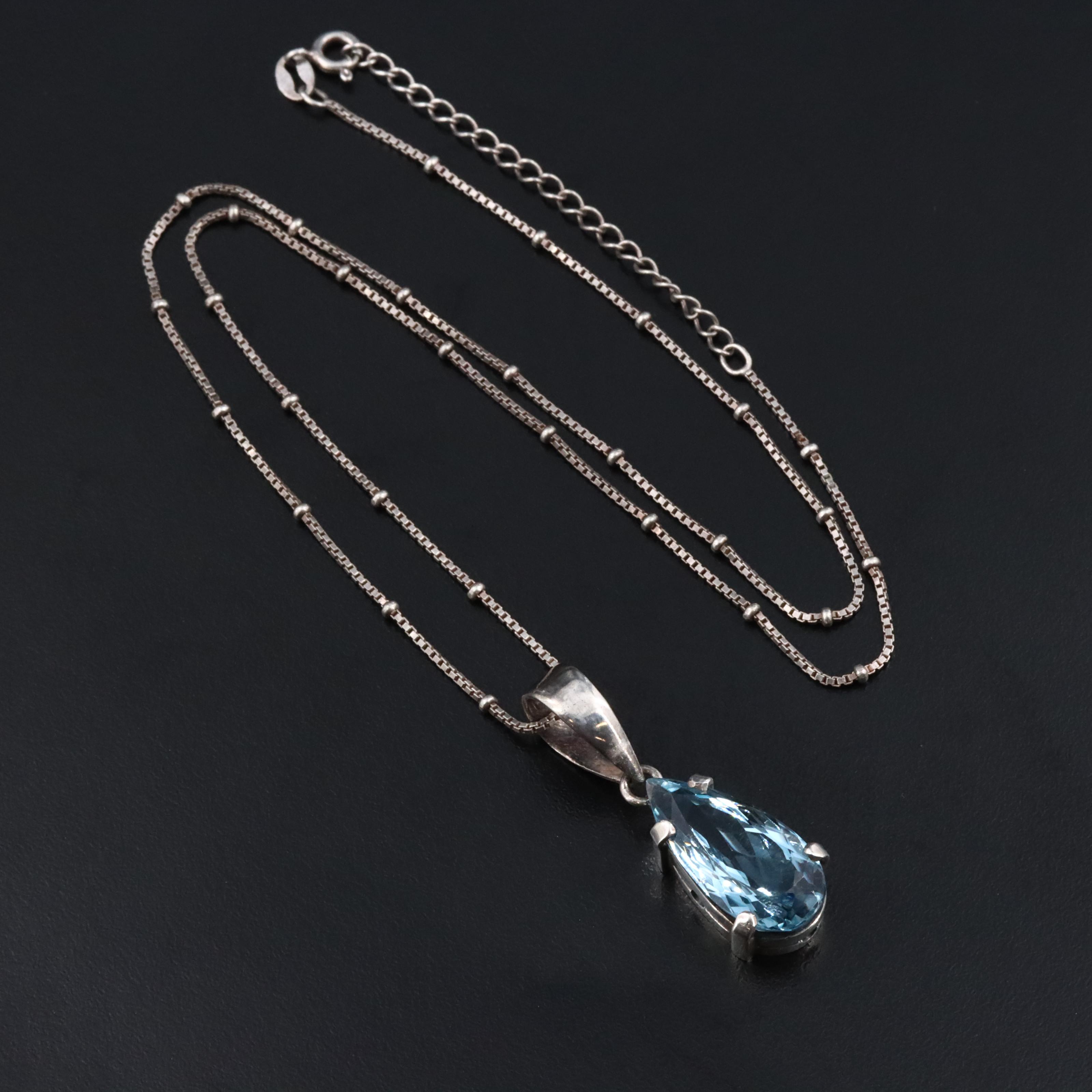 Sterling Topaz Pendant Necklace