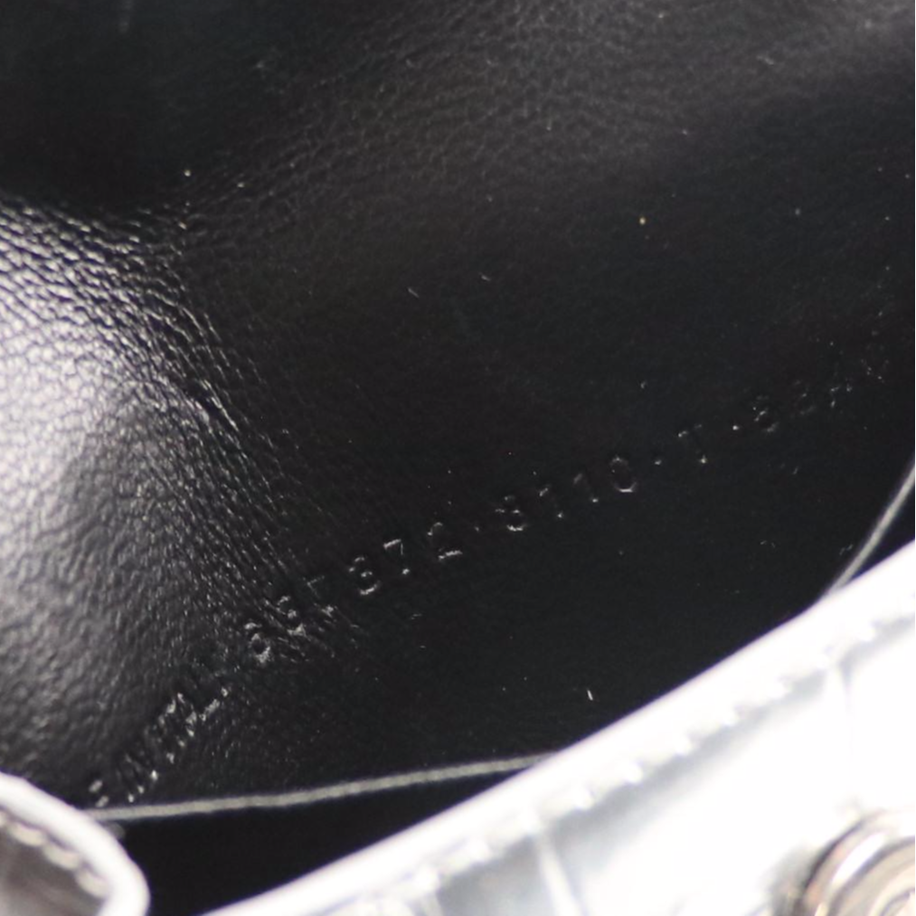 Balenciaga Hourglass Mini Bag in Shiny Silver Croc Embossed Calfskin Leather