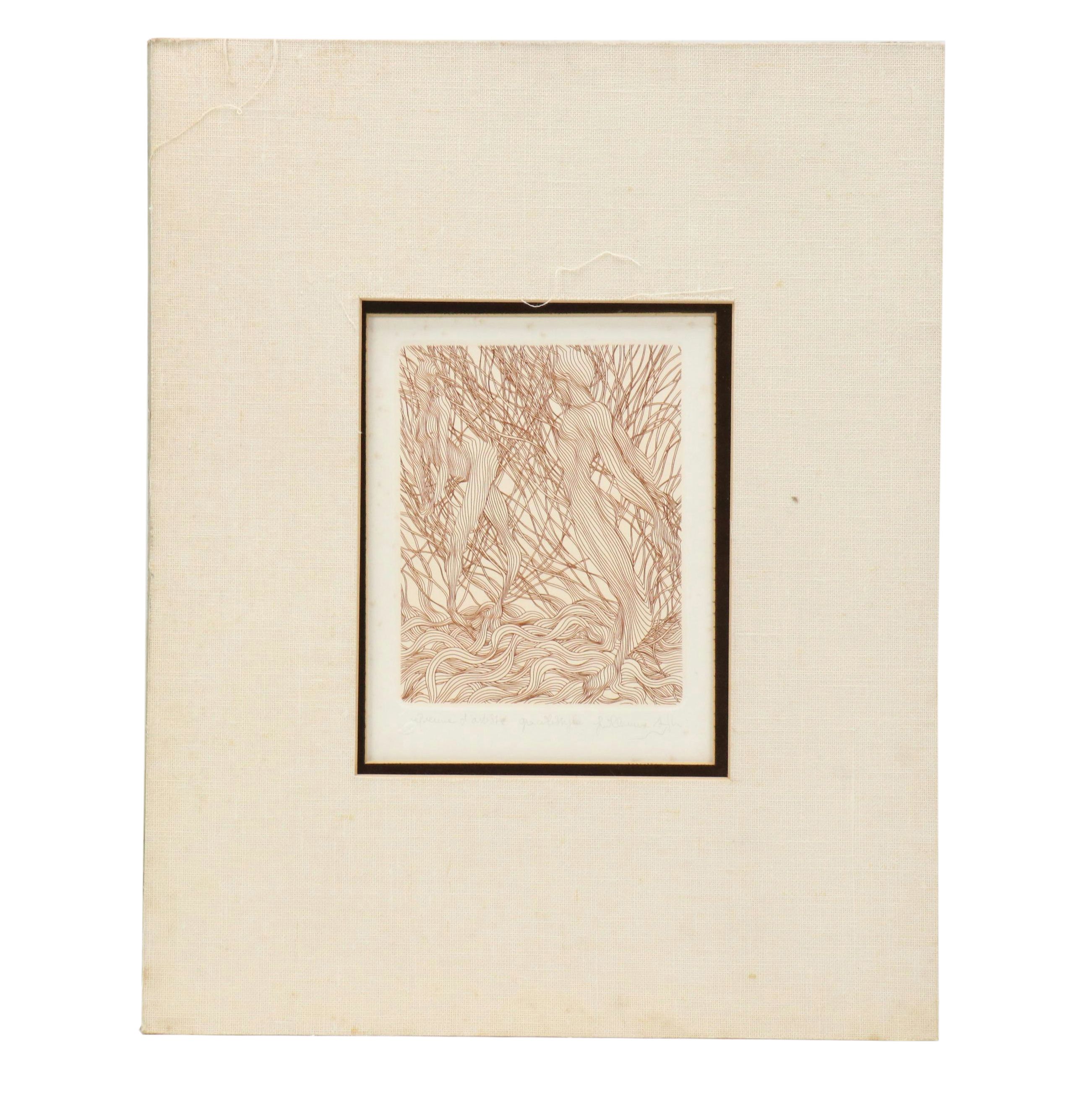 Guillame Azoulay Etching "Gracilistyla," Late 20th C.