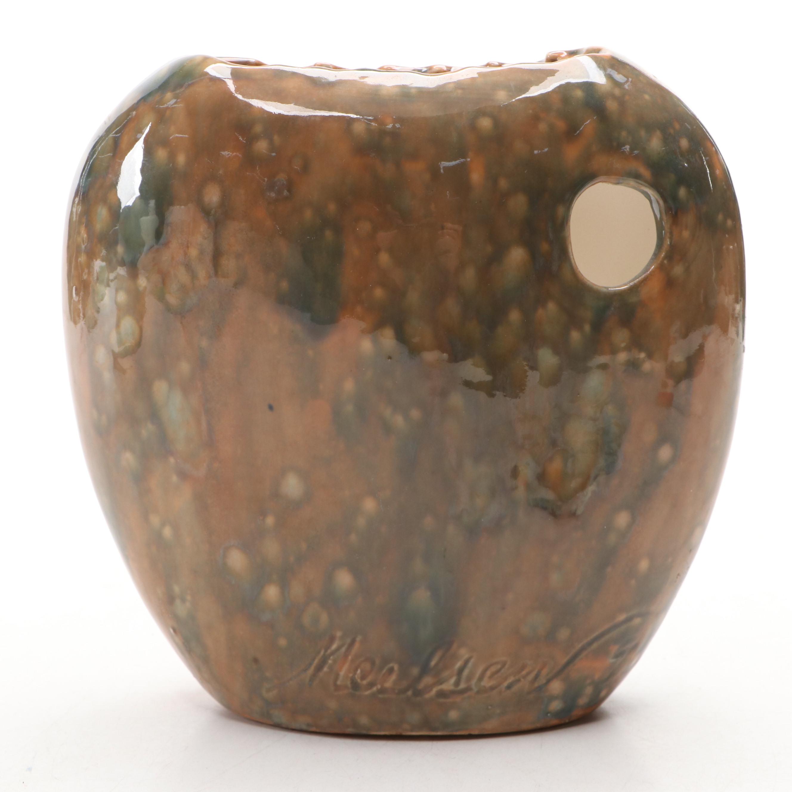 Figural Pottery Lamp with Woman Fetching Water