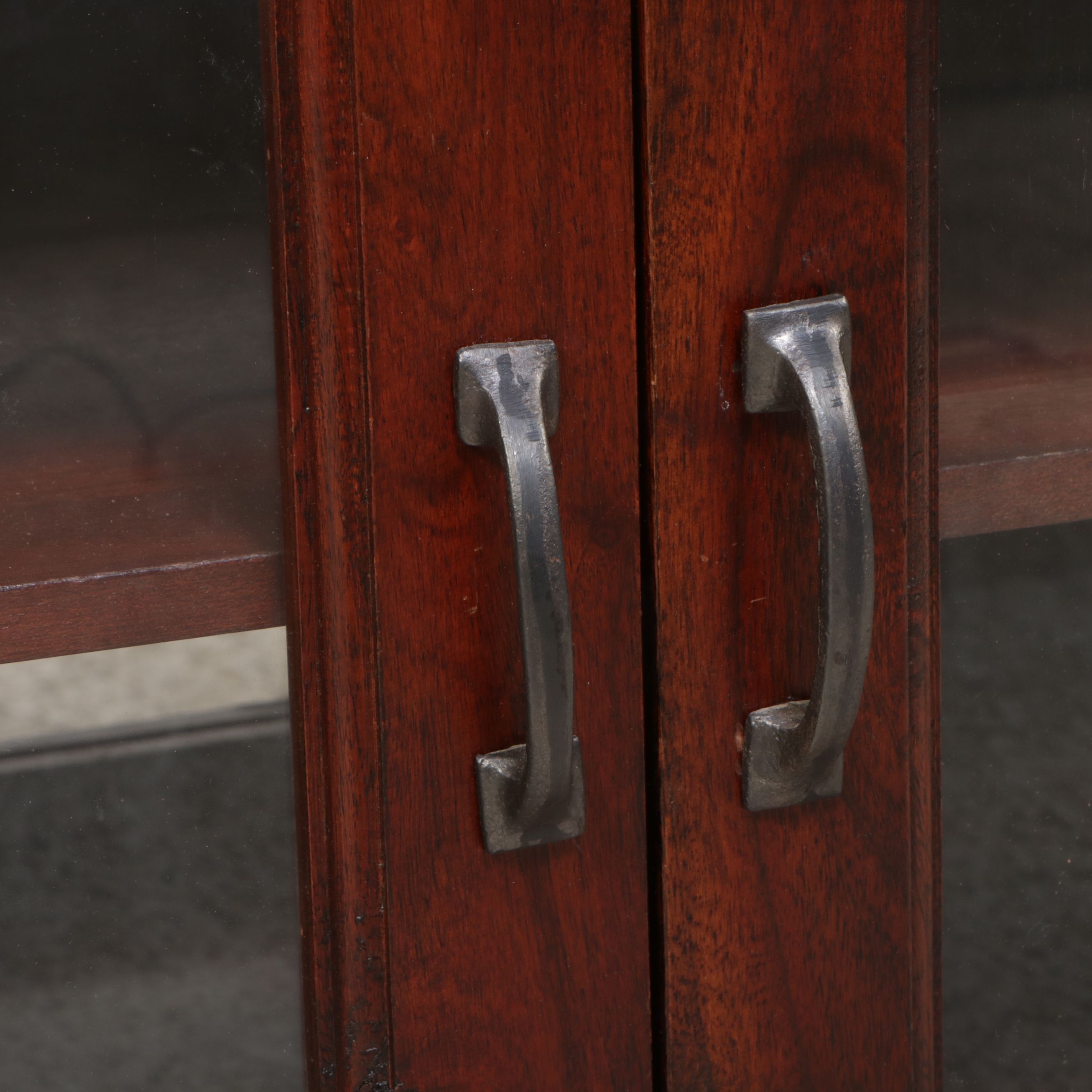 Contemporary Mahogany Credenza with Glass Doors