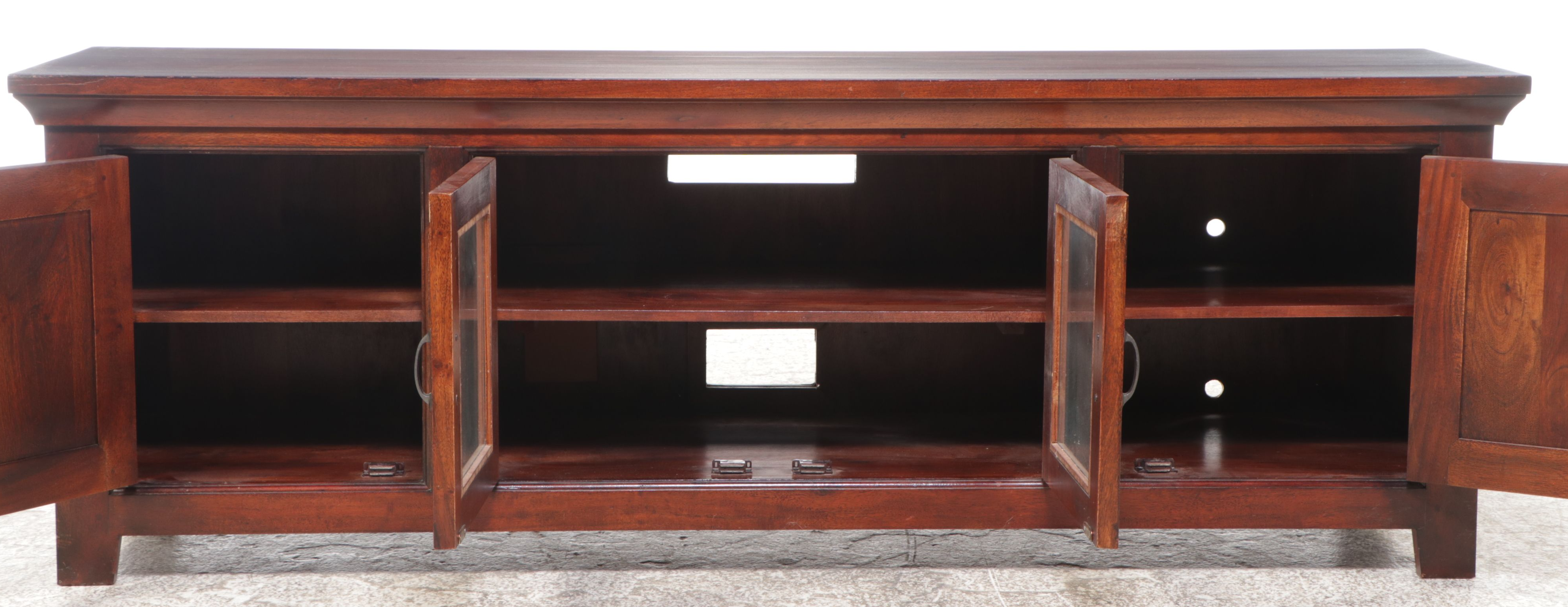 Contemporary Mahogany Credenza with Glass Doors