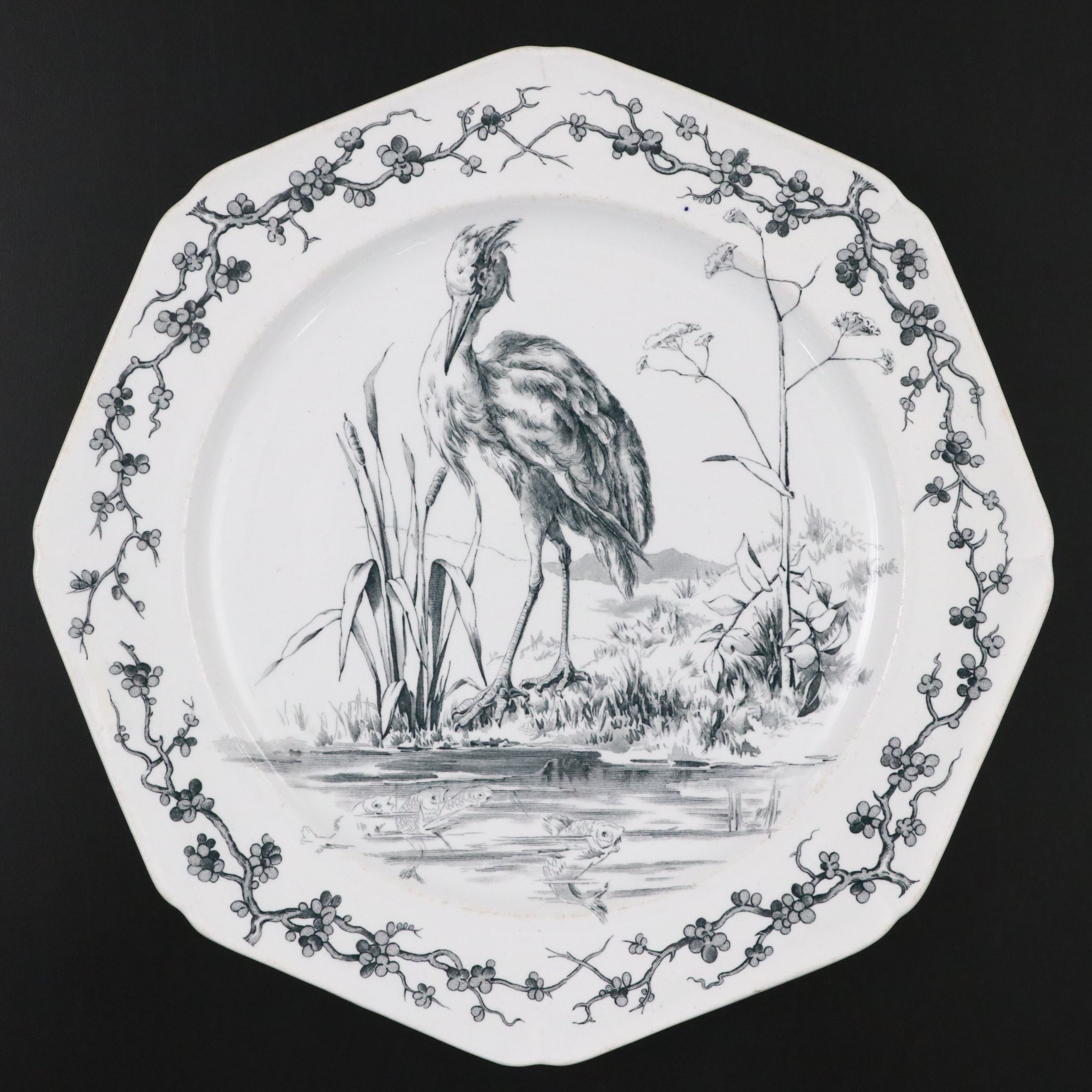Brown-Westhead, More & Co. Aesthetic Movement "Fables" Transferware Plates, 1882
