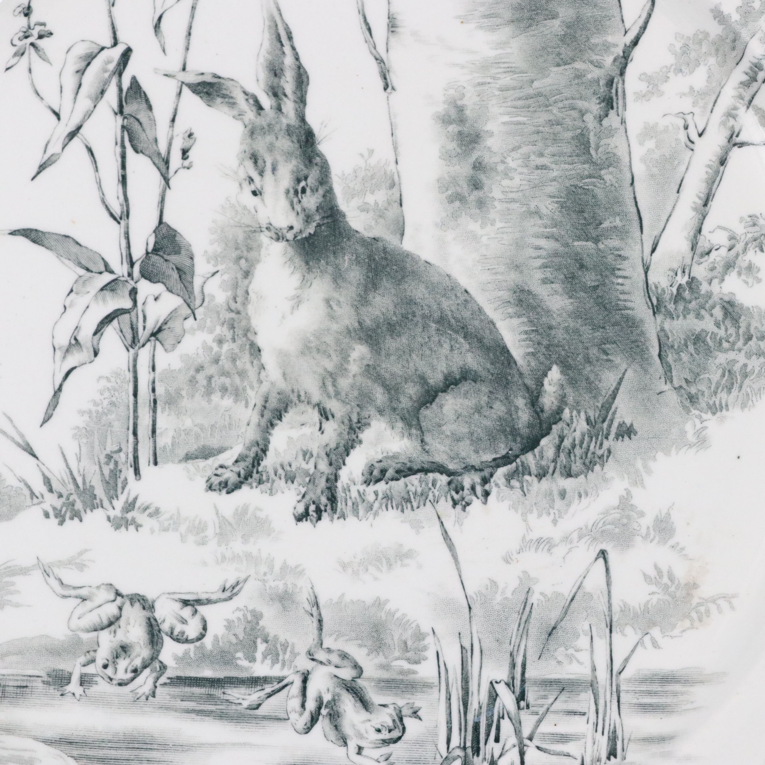 Brown-Westhead, More & Co. Aesthetic Movement "Fables" Transferware Plates, 1882