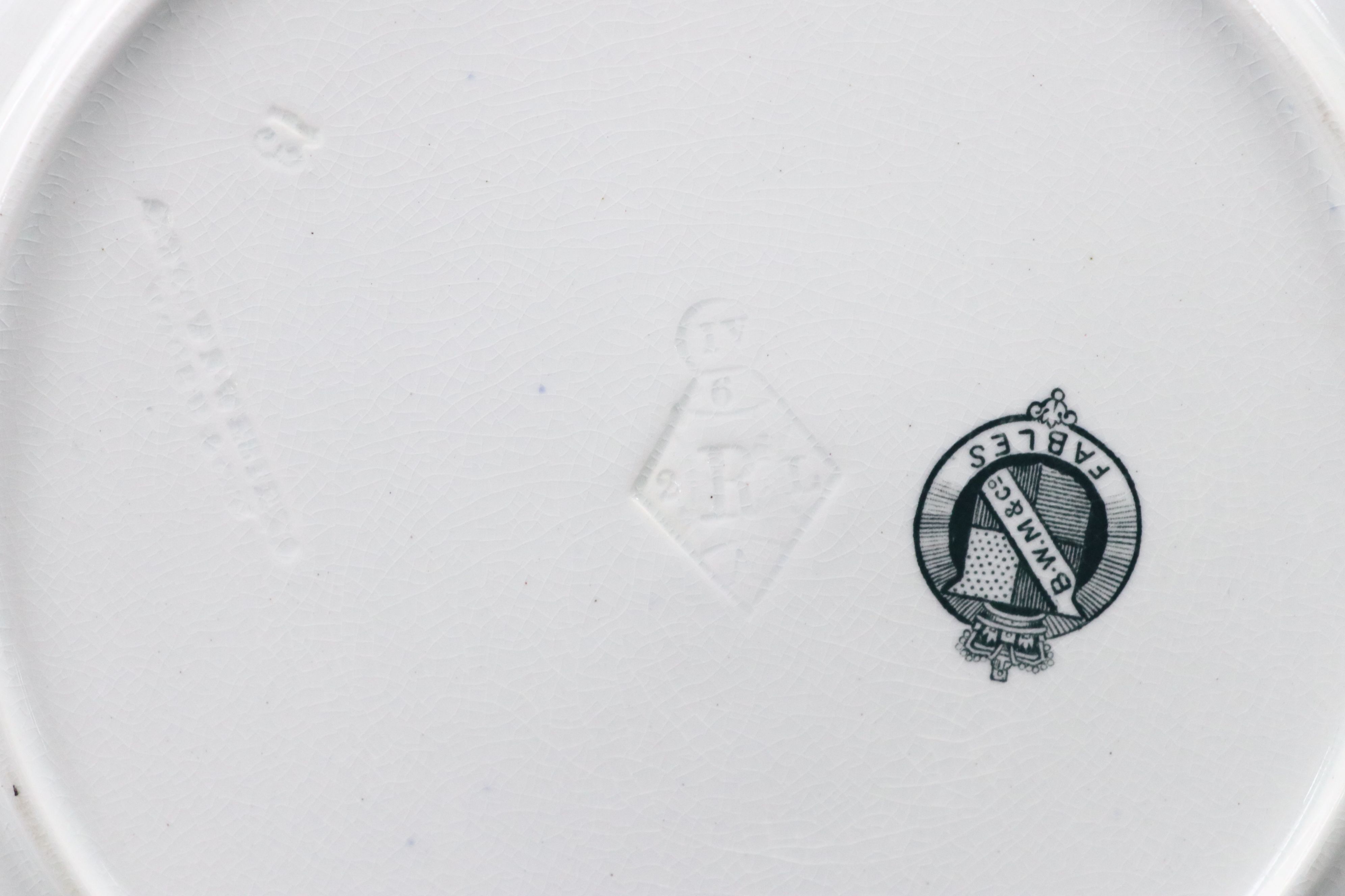 Brown-Westhead, More & Co. Aesthetic Movement "Fables" Transferware Plates, 1882