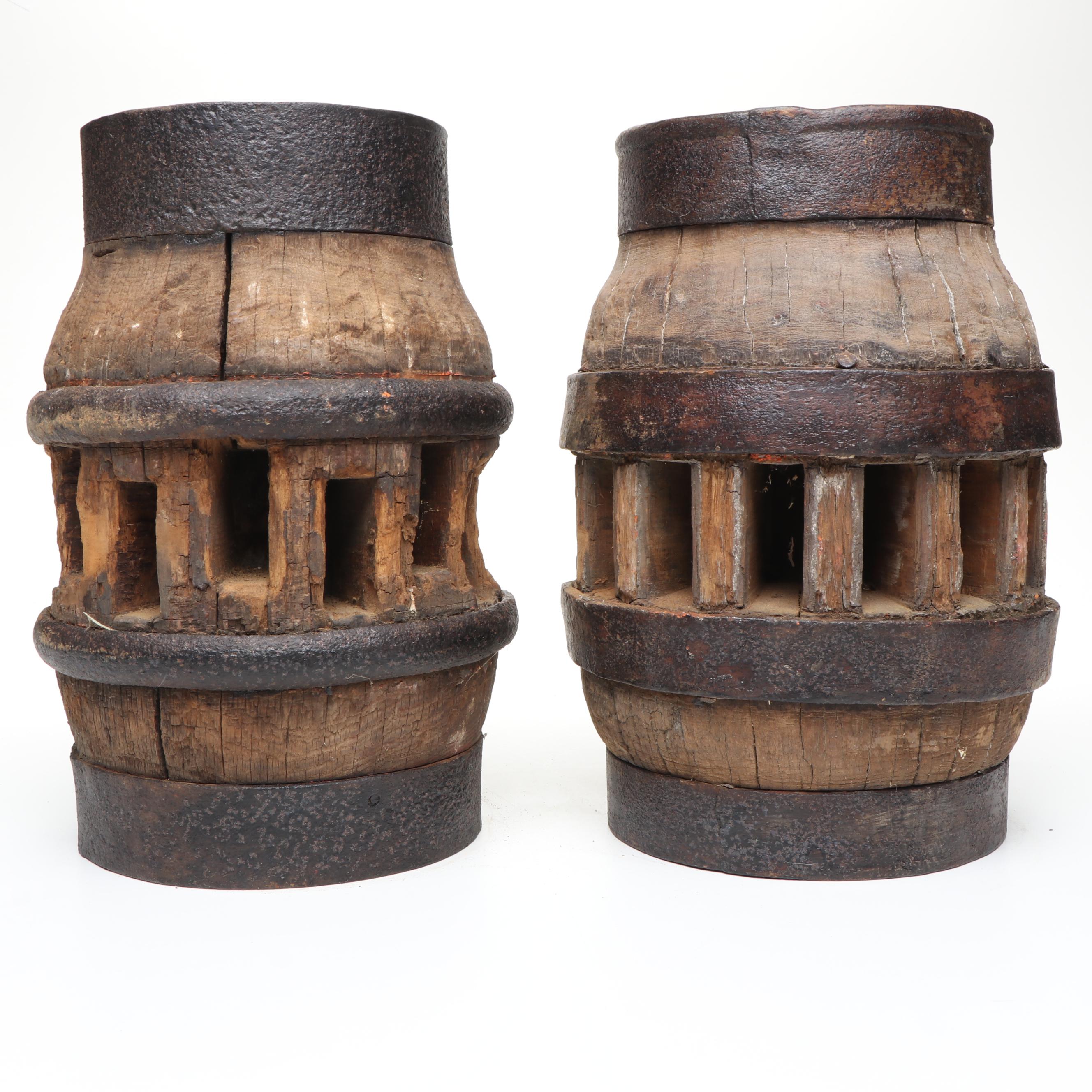 Antique Wooden and Metal Wagon Wheel Hubs