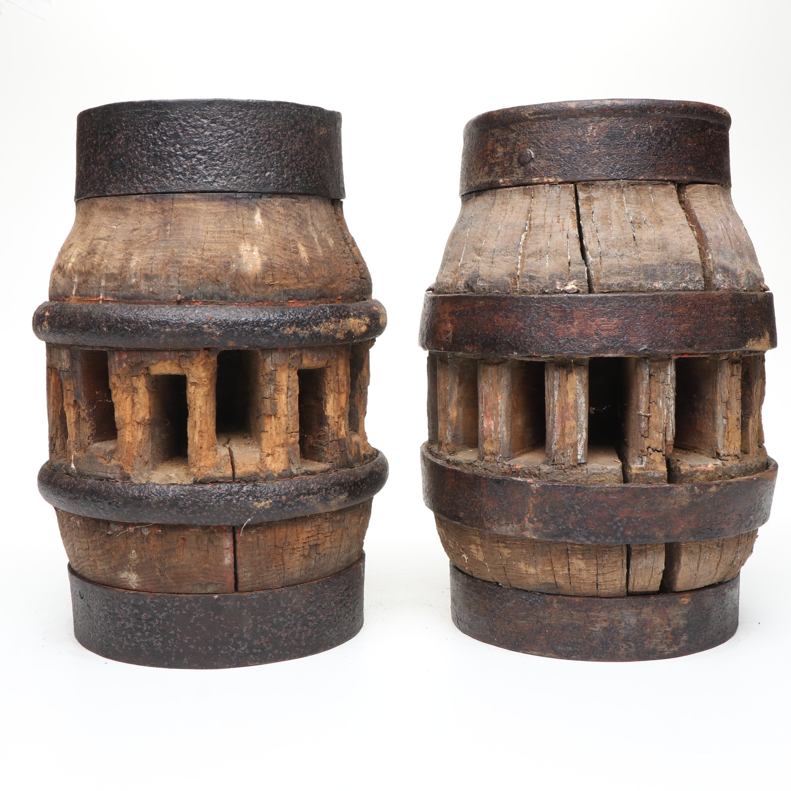 Antique Wooden and Metal Wagon Wheel Hubs