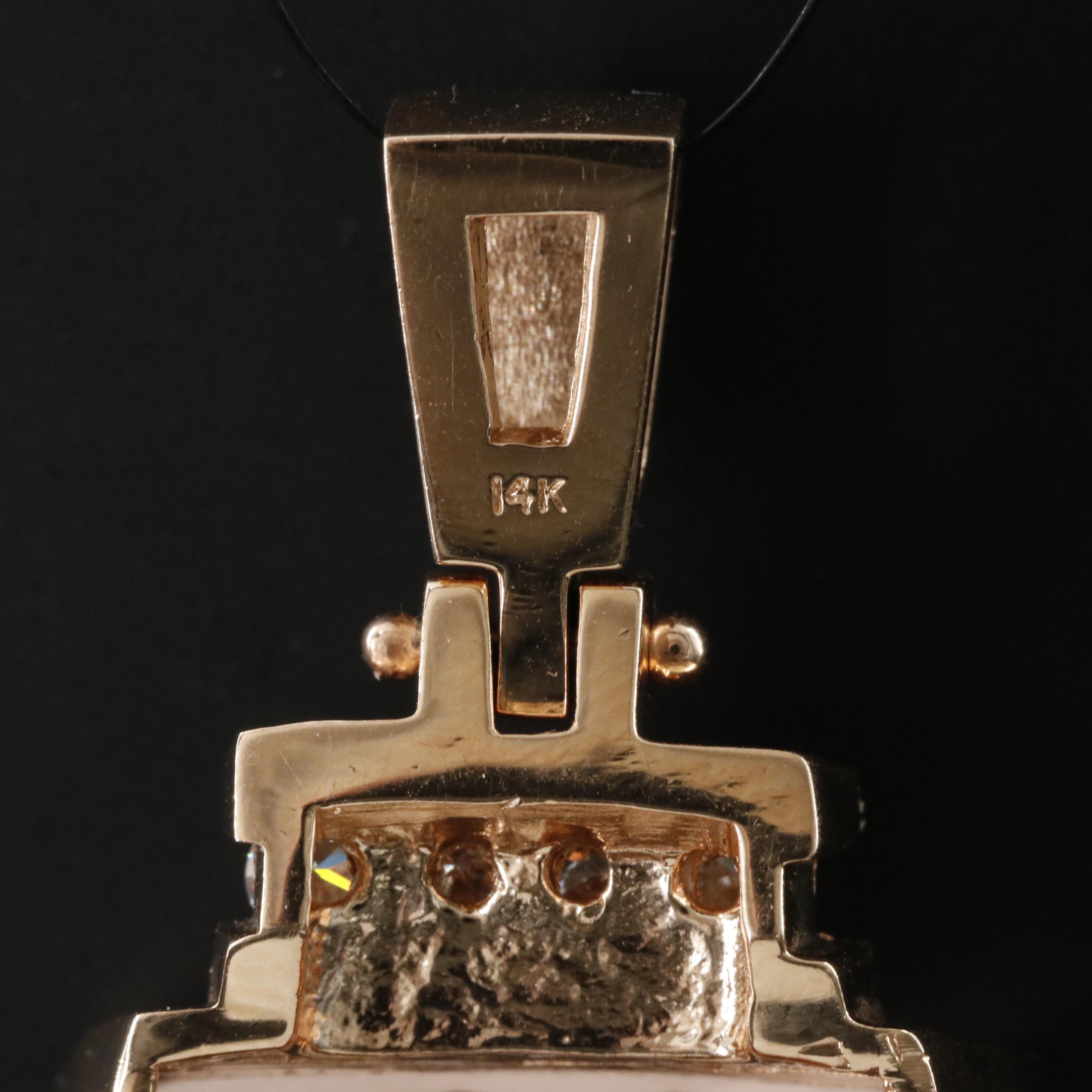 14K Rose Gold Morganite and Diamond Pendant