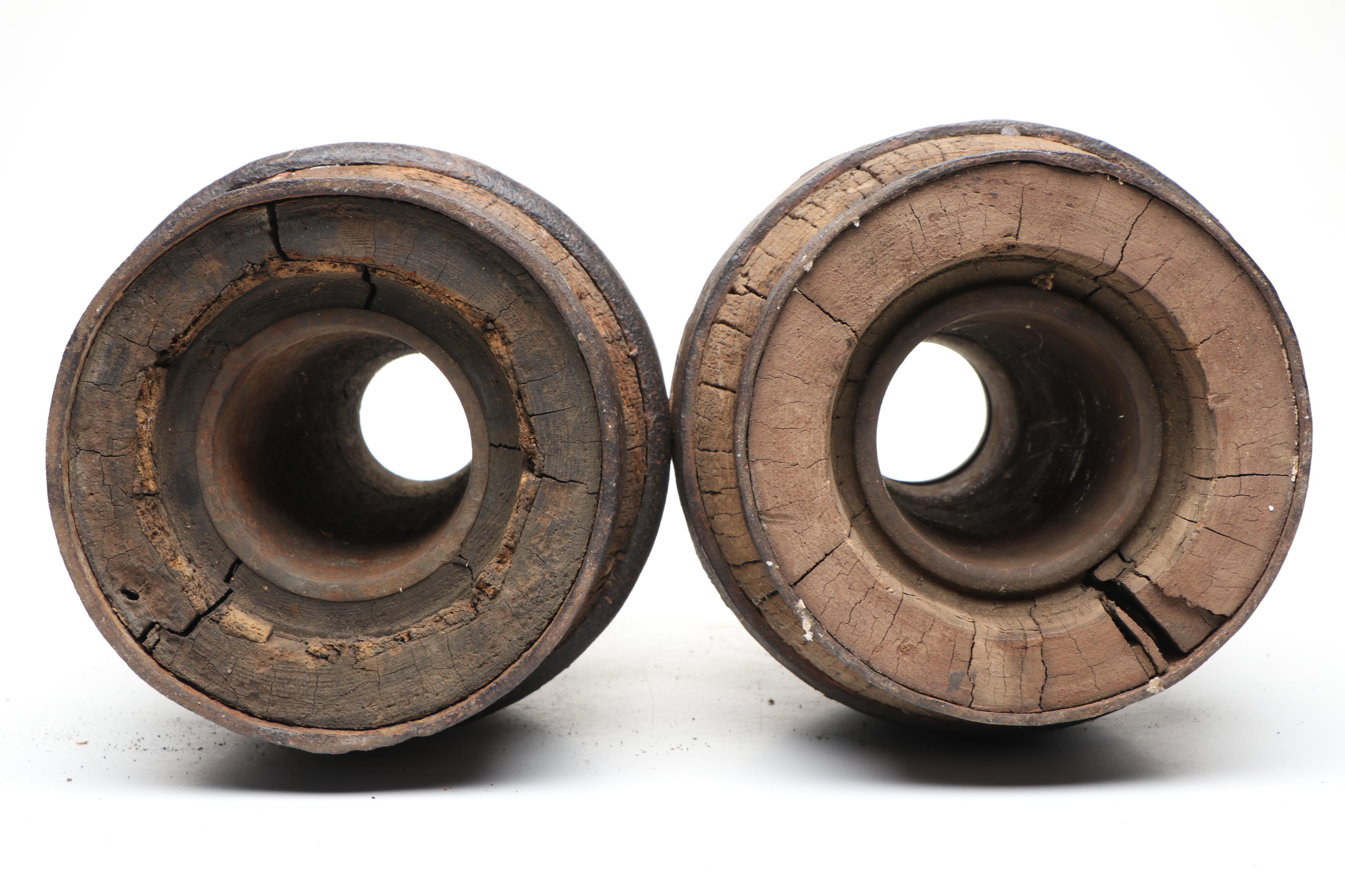 Antique Wooden and Metal Wagon Wheel Hubs