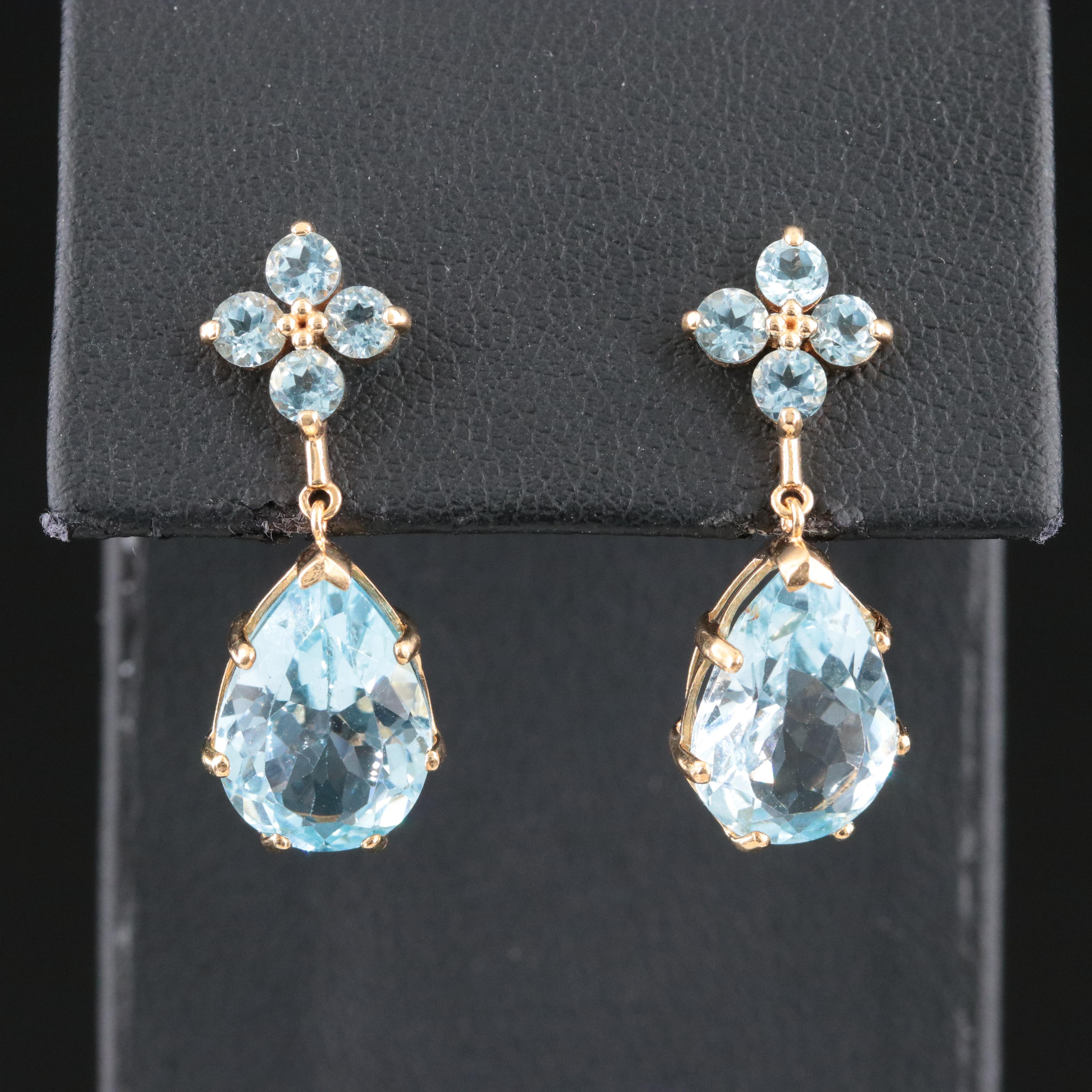 14K Topaz Drop Earrings