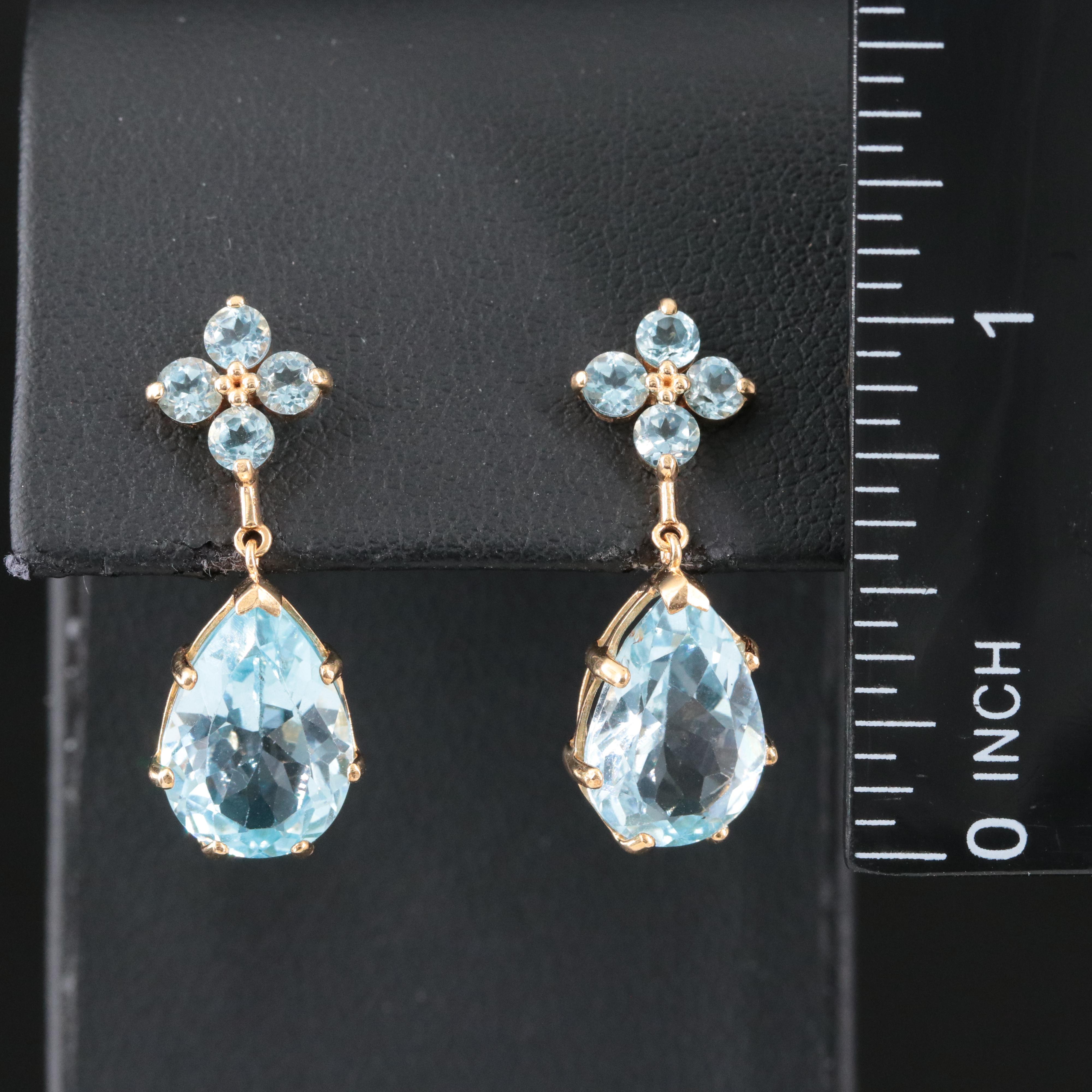14K Topaz Drop Earrings