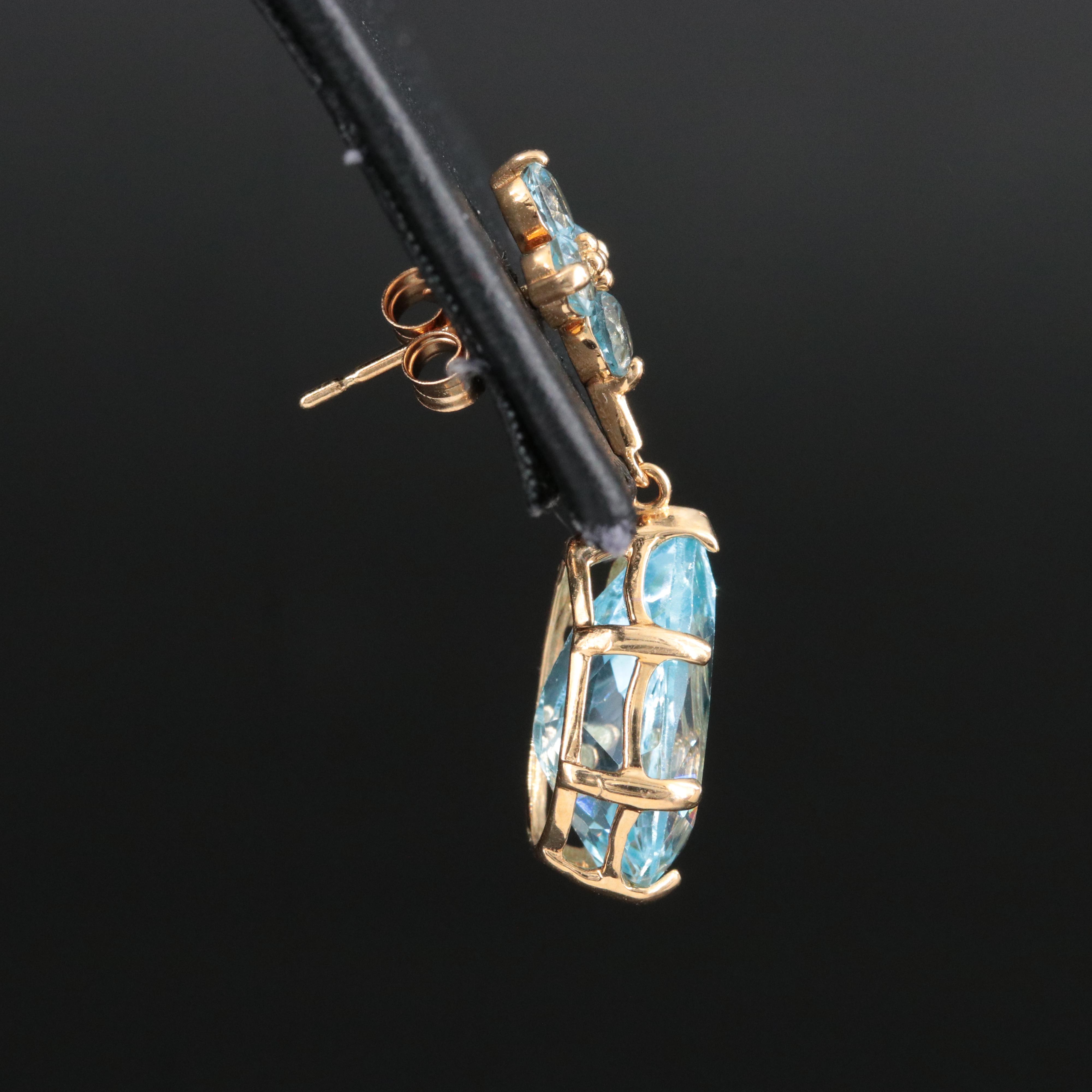 14K Topaz Drop Earrings