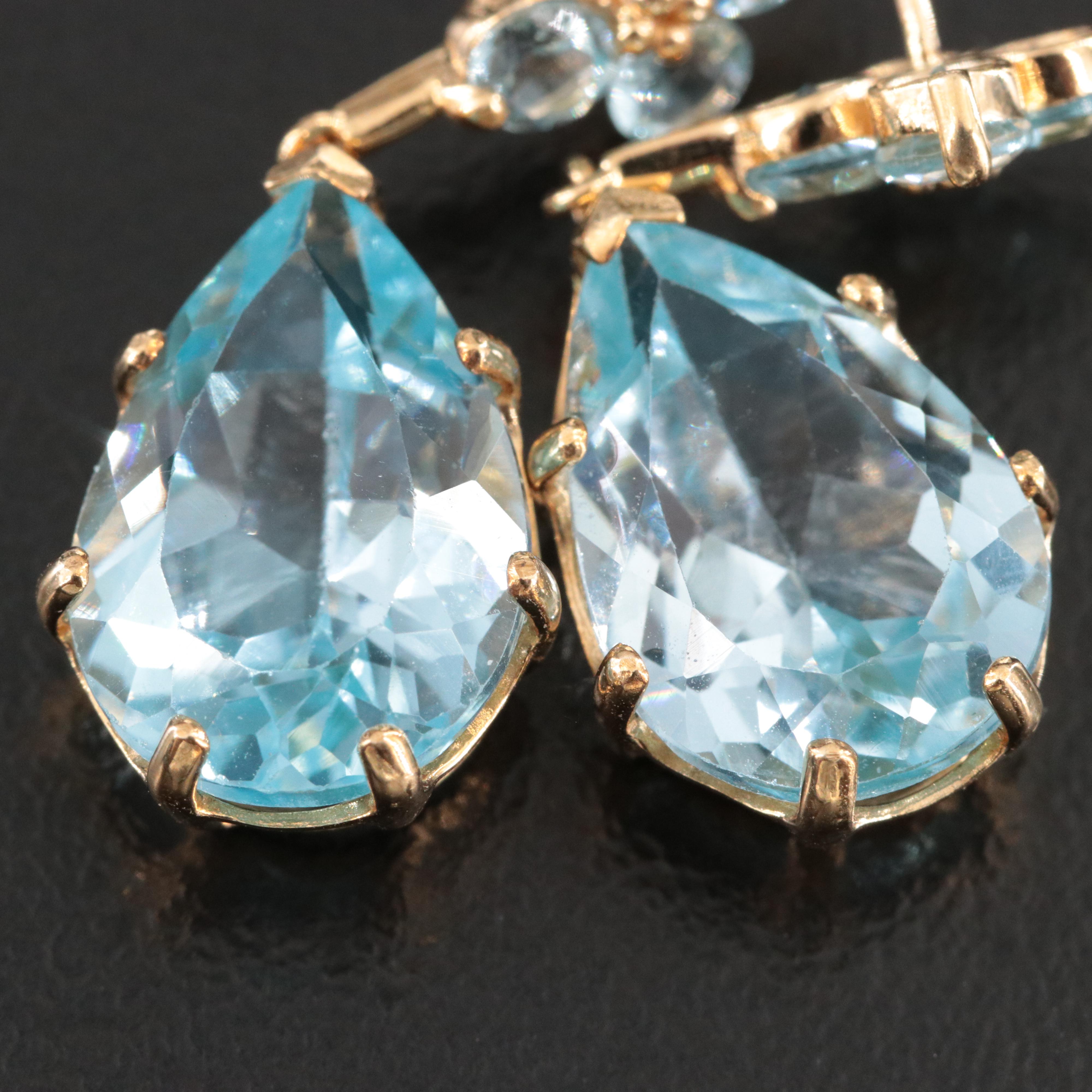 14K Topaz Drop Earrings