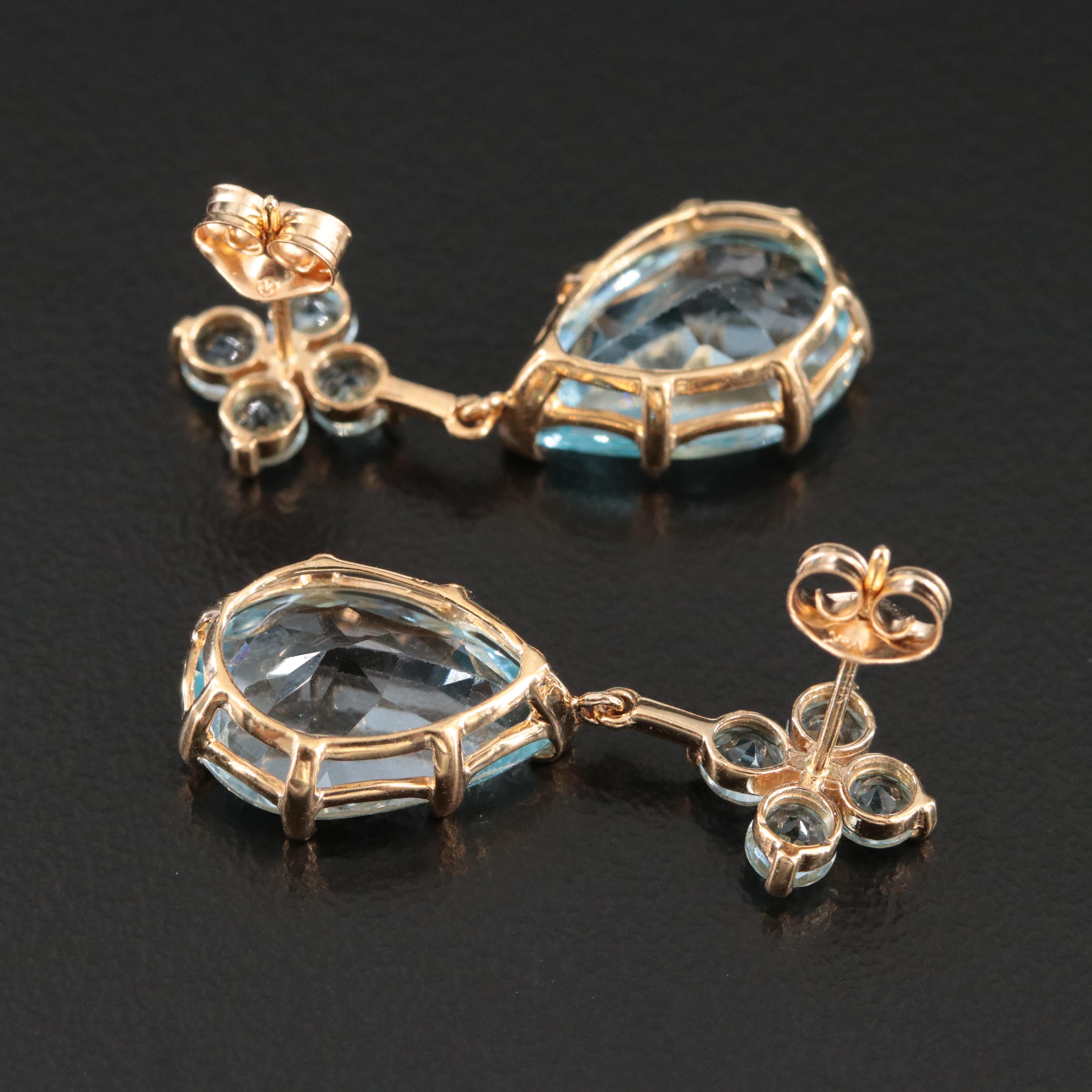 14K Topaz Drop Earrings