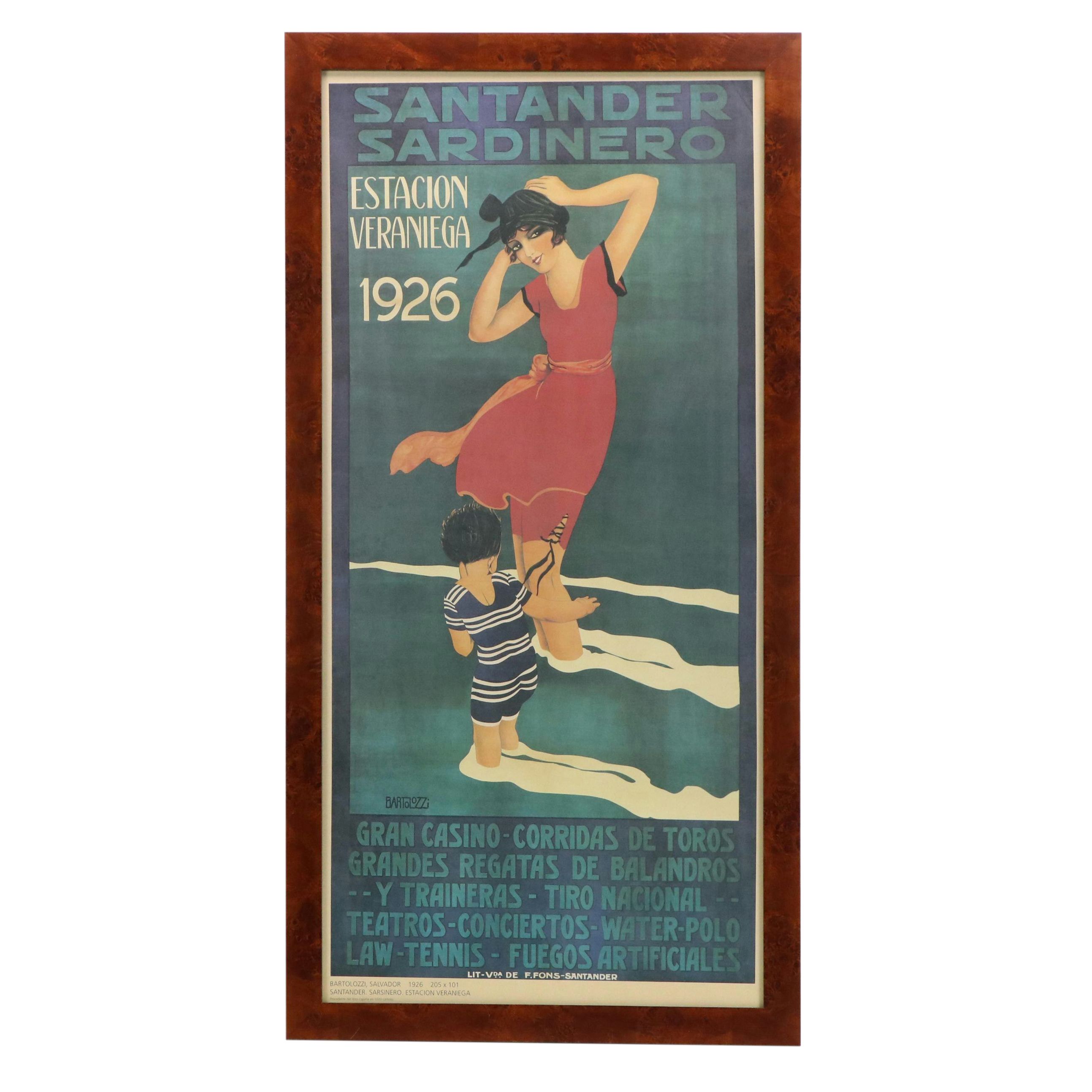Reproduction Poster "Santander Sardinero Estación Veraniega 1926"