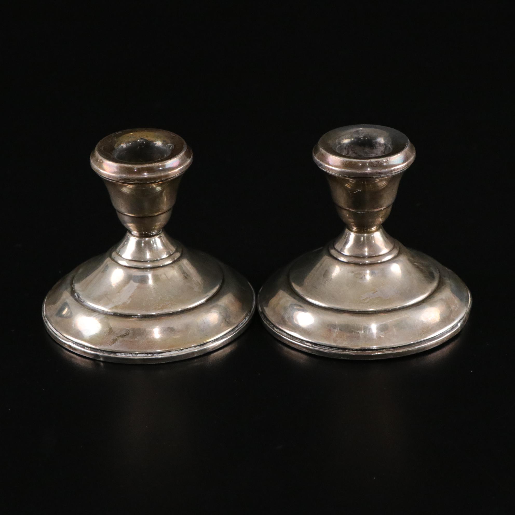 Sterling Silver Candle Holder with Silver Plate Centerpiece Bowls