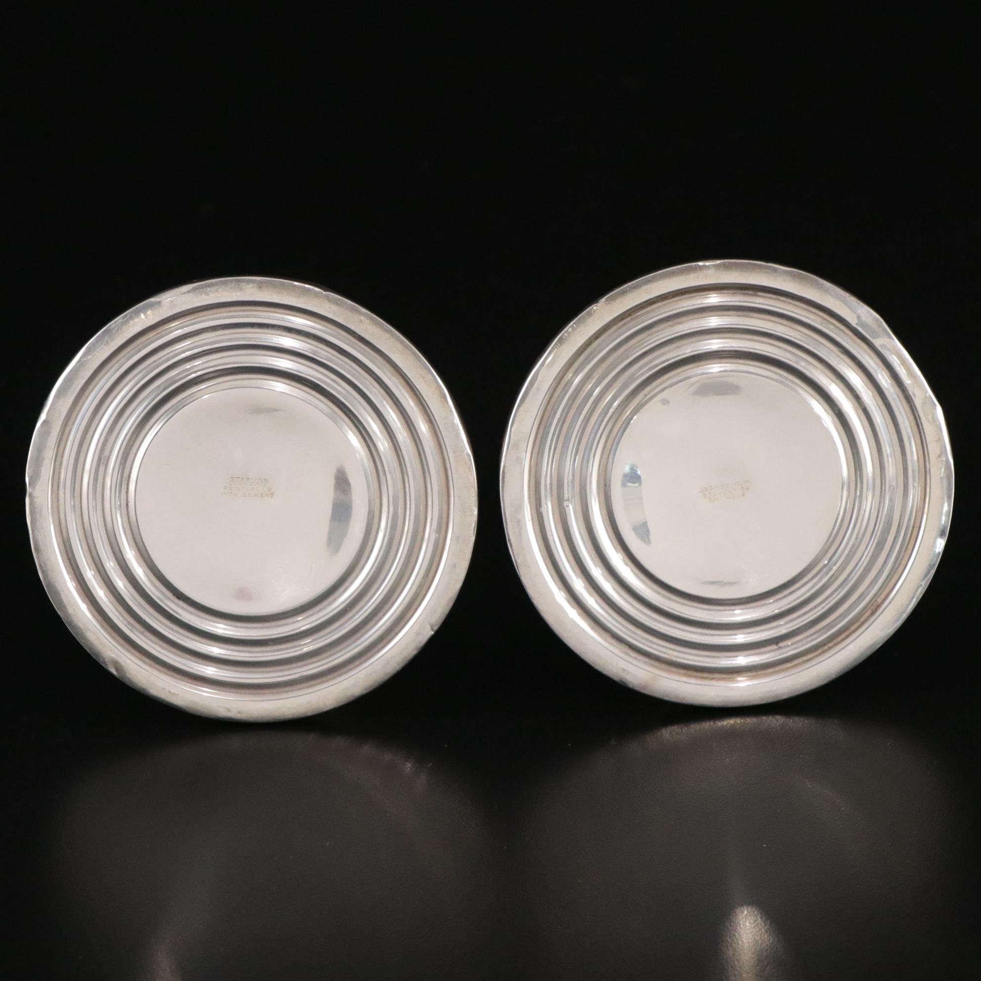 Sterling Silver Candle Holder with Silver Plate Centerpiece Bowls