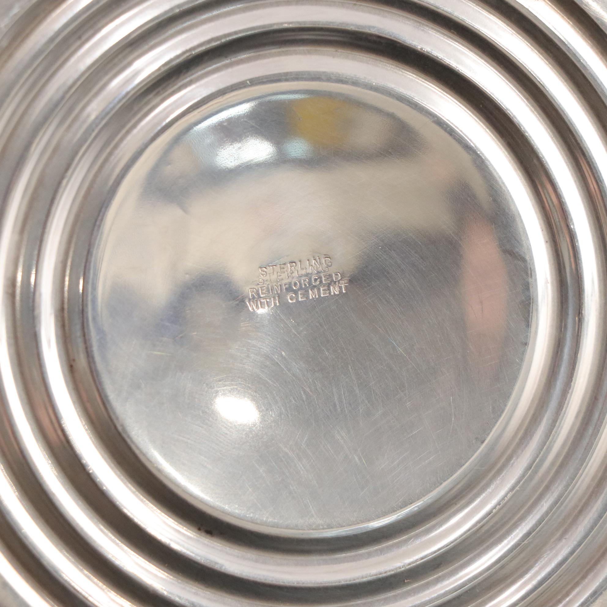 Sterling Silver Candle Holder with Silver Plate Centerpiece Bowls