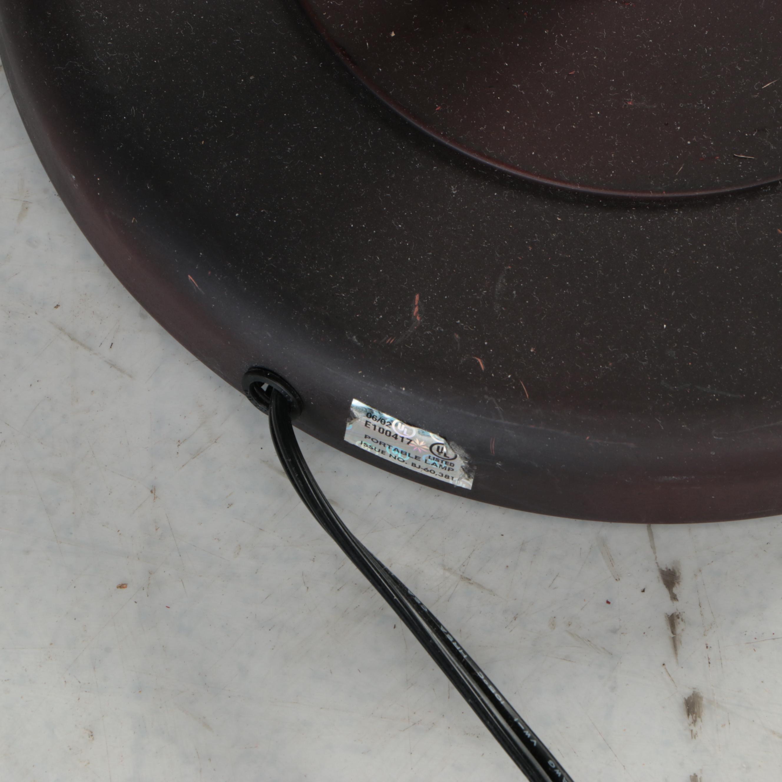 Lite-Source Bronzed Metal Torchère Floor Lamp with Speckled Glass Shade