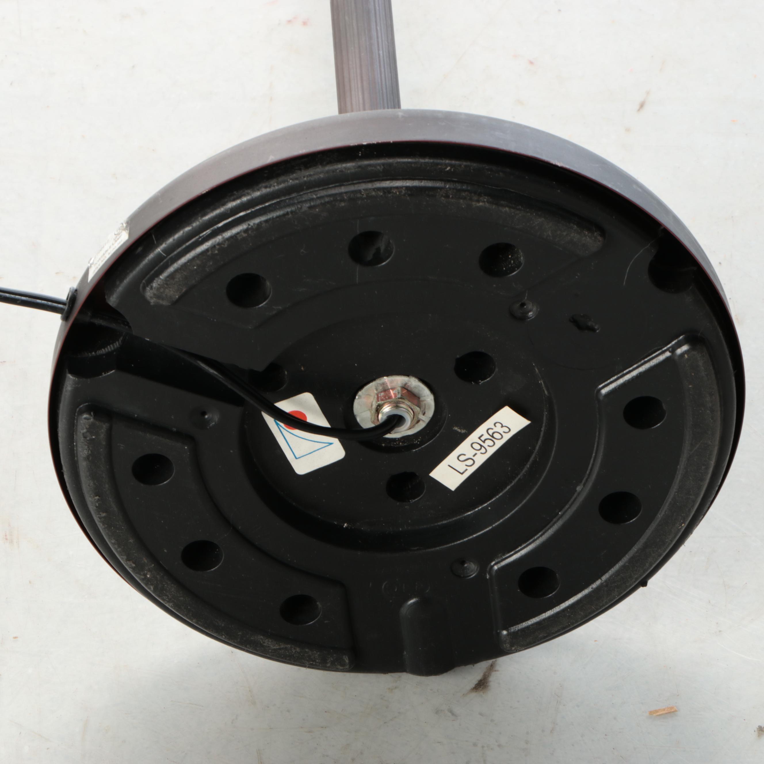 Lite-Source Bronzed Metal Torchère Floor Lamp with Speckled Glass Shade