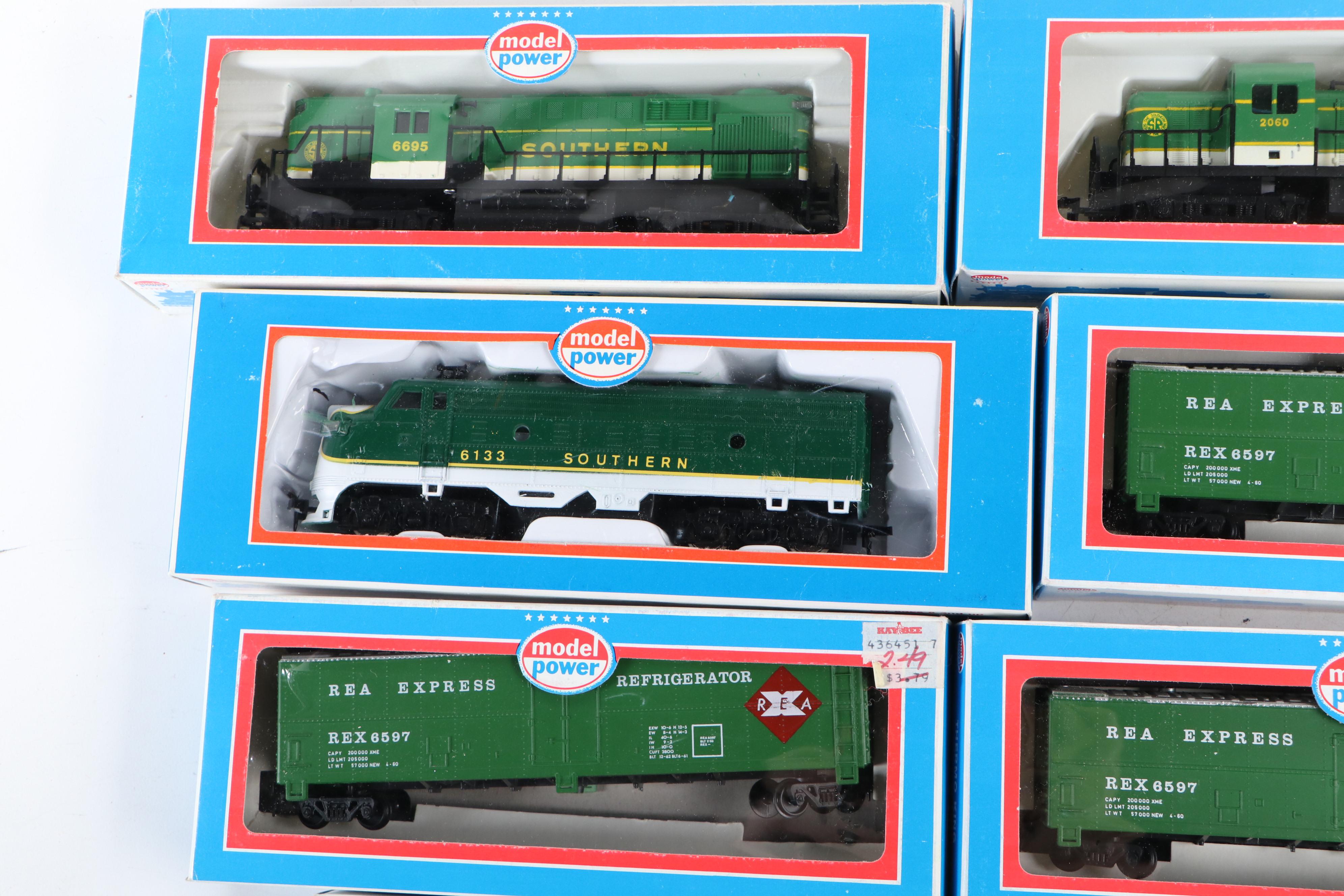 Model Power Southern Locomotives with Budweiser Reefer Car and Other Boxcars