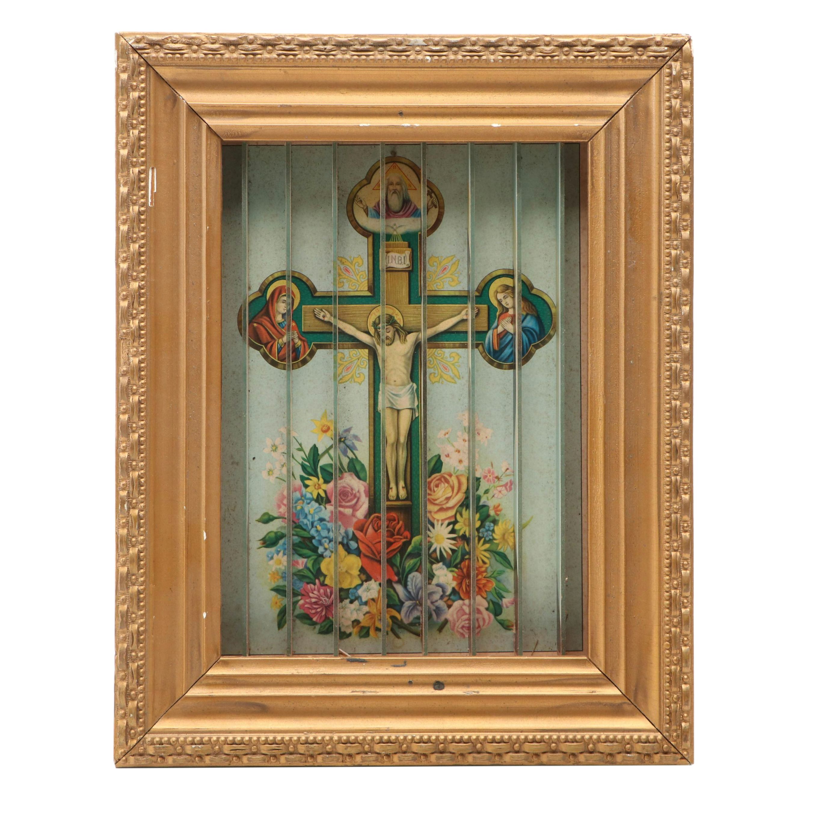 Tricenium Crucifixion Scene, Virgin and Christ Shadowbox