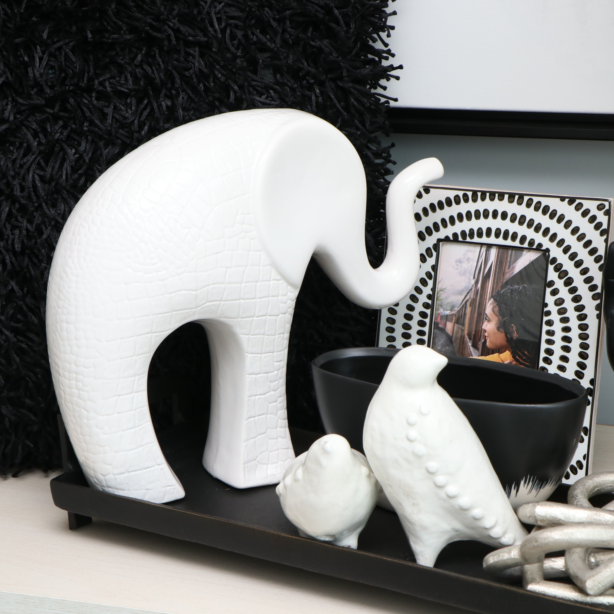 Quaylo Lane Silver Table Lamp, Suyra "Nitro" Pillow and Other Room Décor