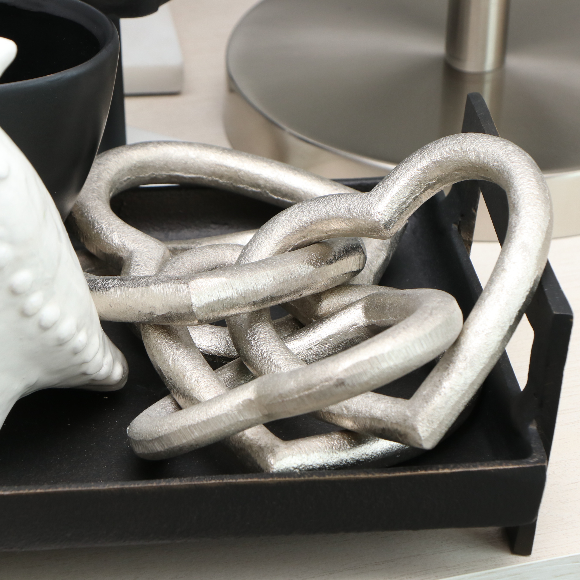 Quaylo Lane Silver Table Lamp, Suyra "Nitro" Pillow and Other Room Décor