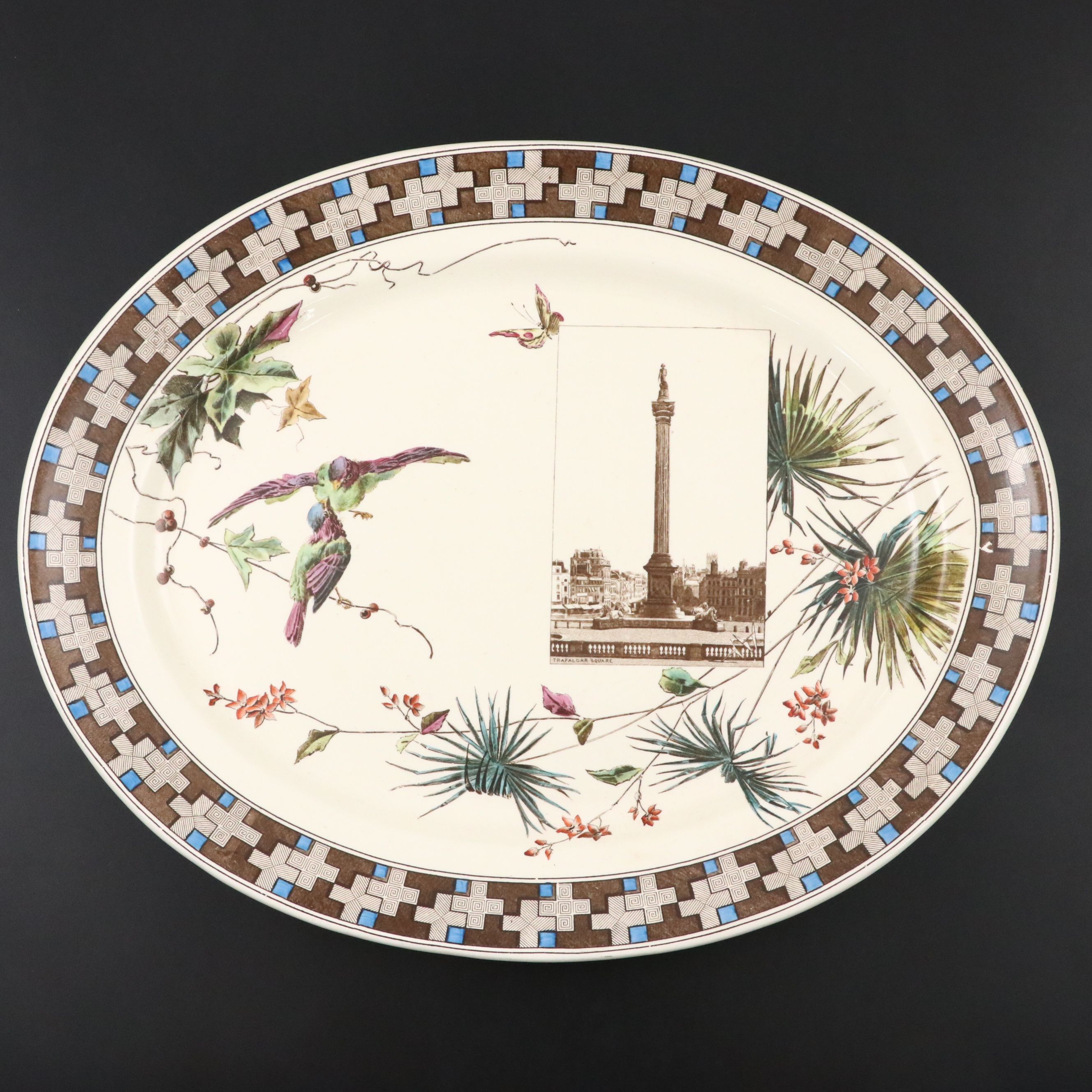 Powell, Bishop & Stonier English Aesthetic Movement "London"  Ironstone Platter