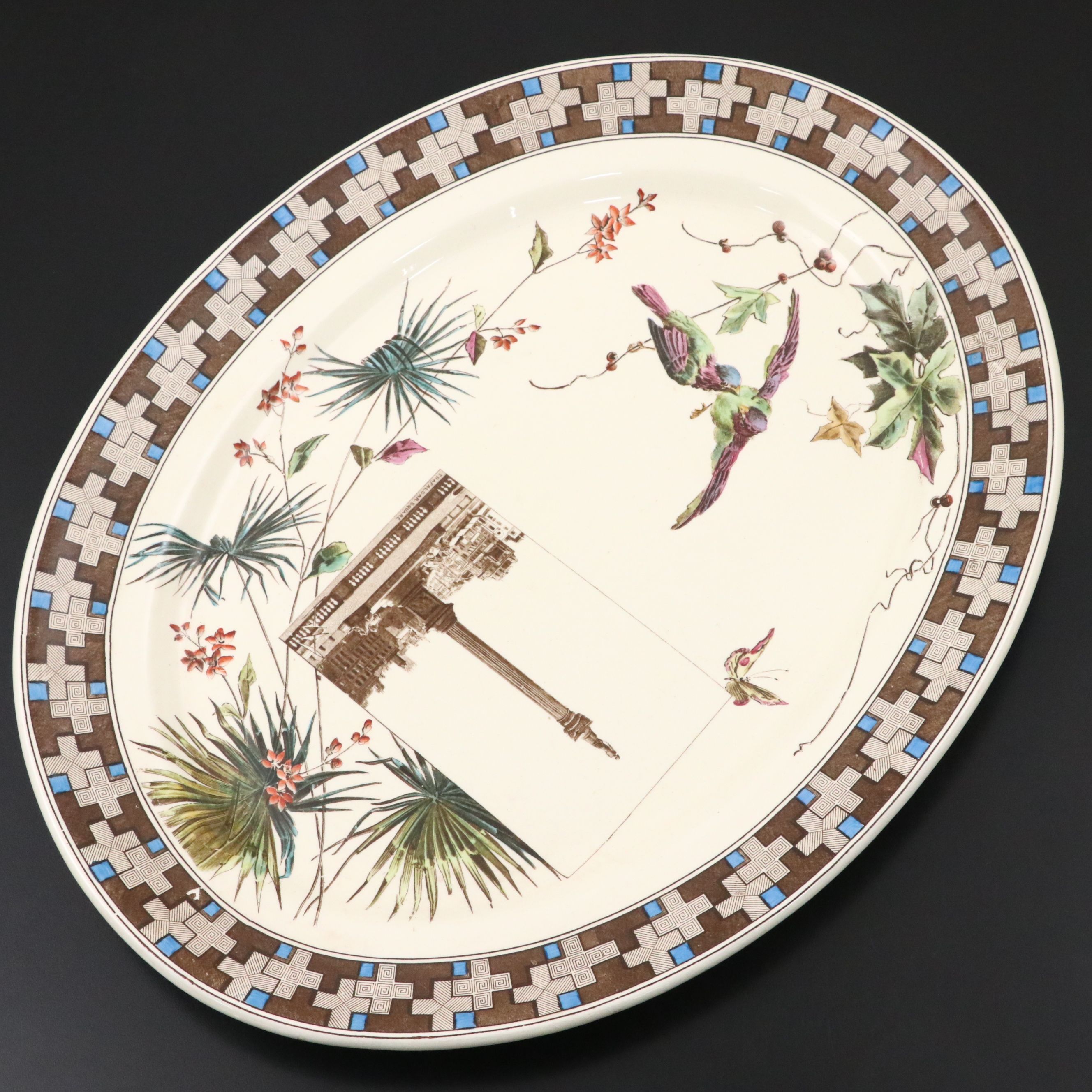 Powell, Bishop & Stonier English Aesthetic Movement "London"  Ironstone Platter