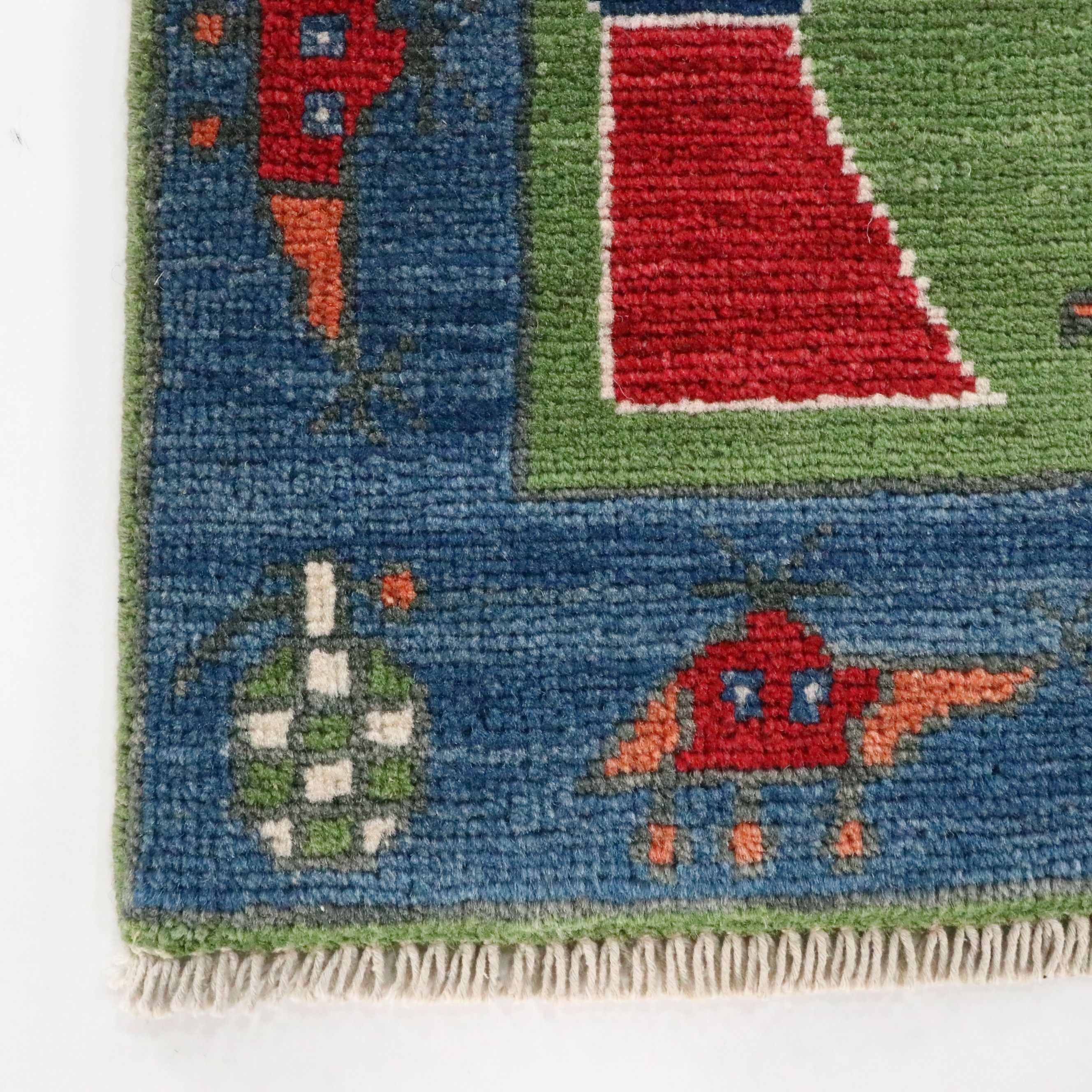 1'11 x 3' Hand-Knotted Afghan Pictorial War Accent Rug