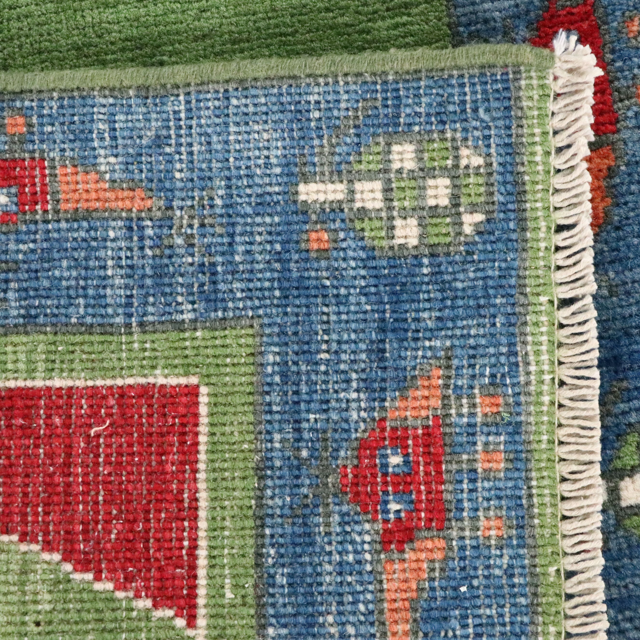 1'11 x 3' Hand-Knotted Afghan Pictorial War Accent Rug