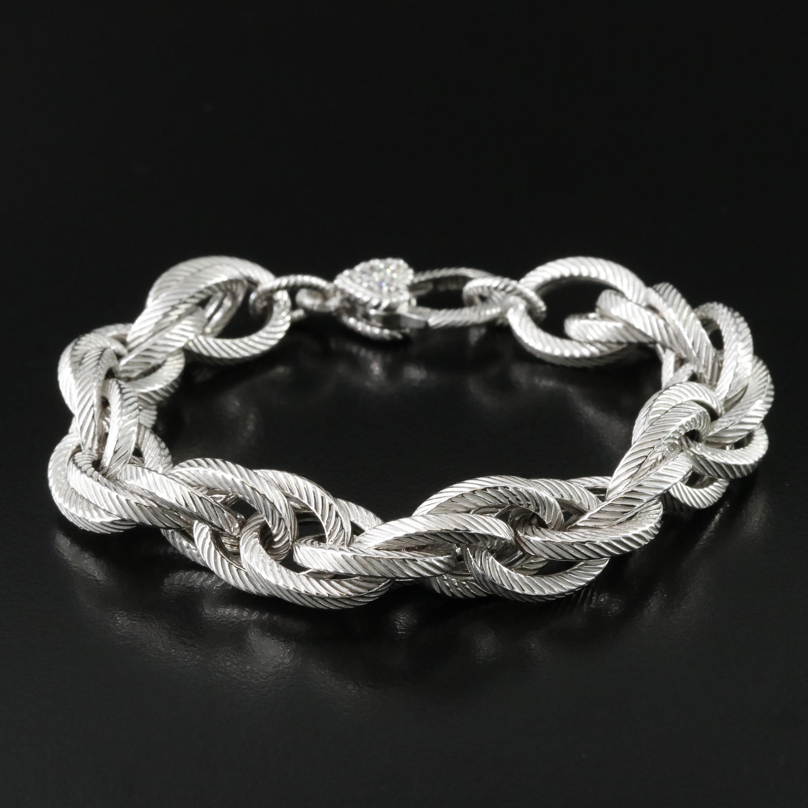 Judith Ripka Sterling Chain Necklace and Bracelet with CZ Accents