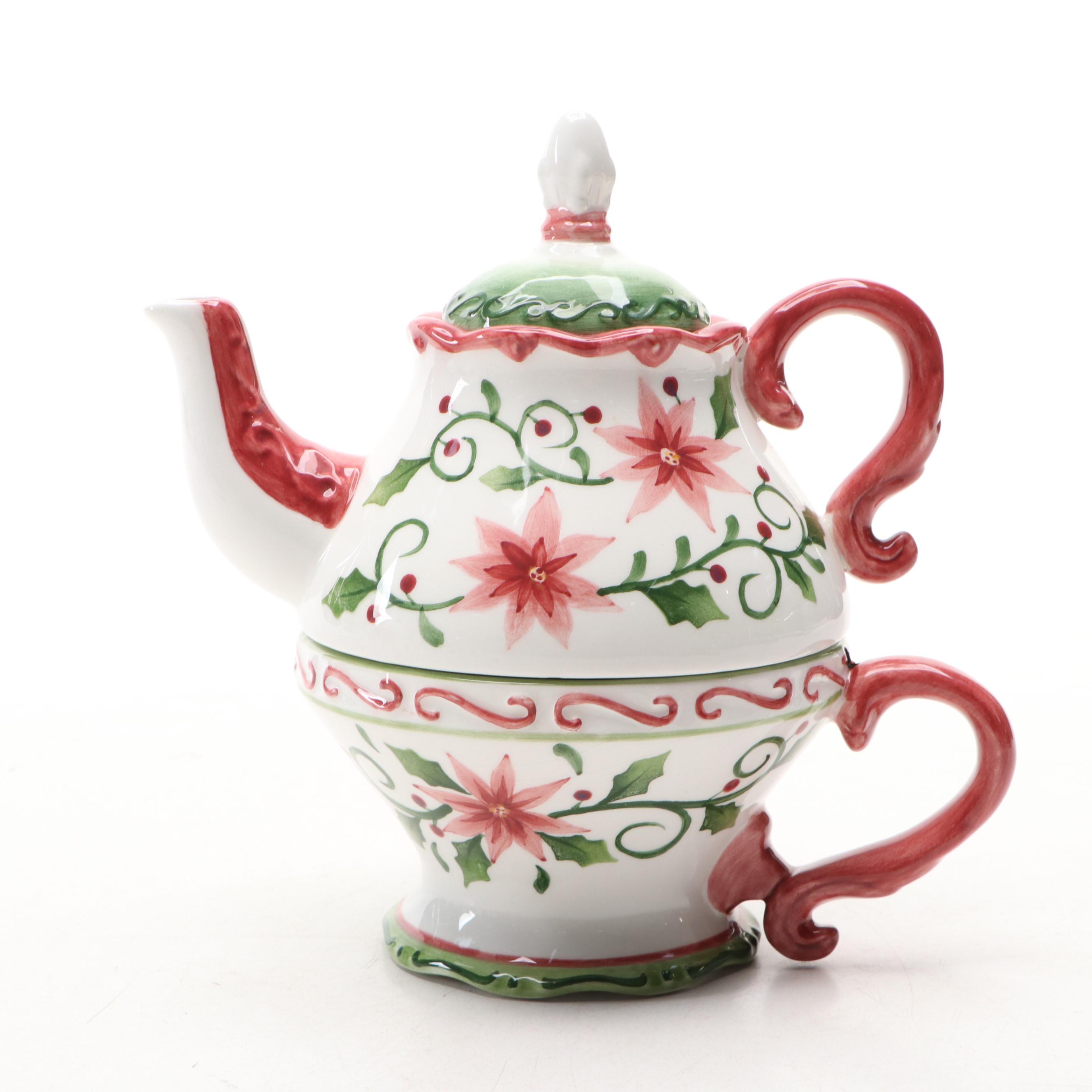 Make the Season Bright Ceramic Teapot and Cup with More Table Accessories