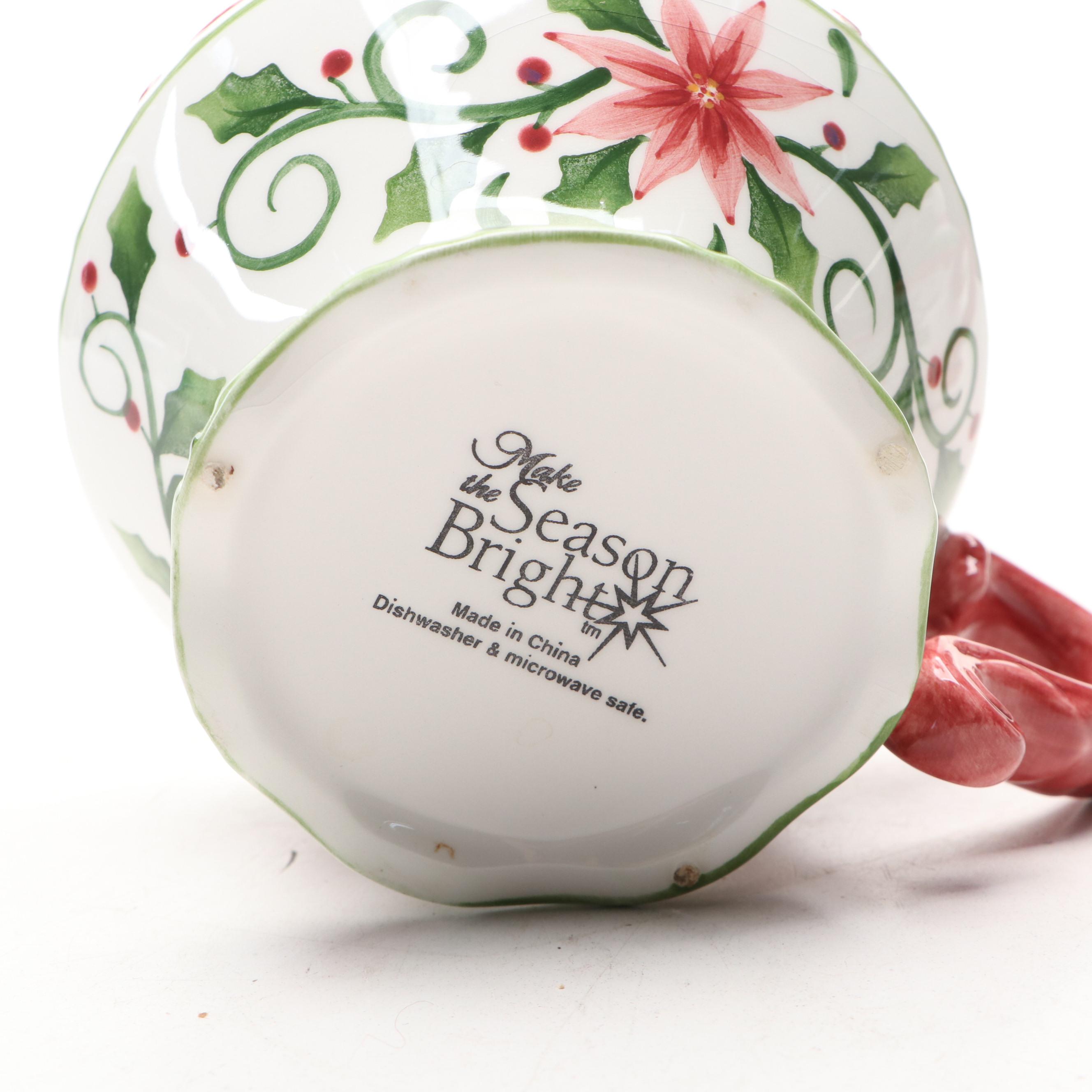 Make the Season Bright Ceramic Teapot and Cup with More Table Accessories