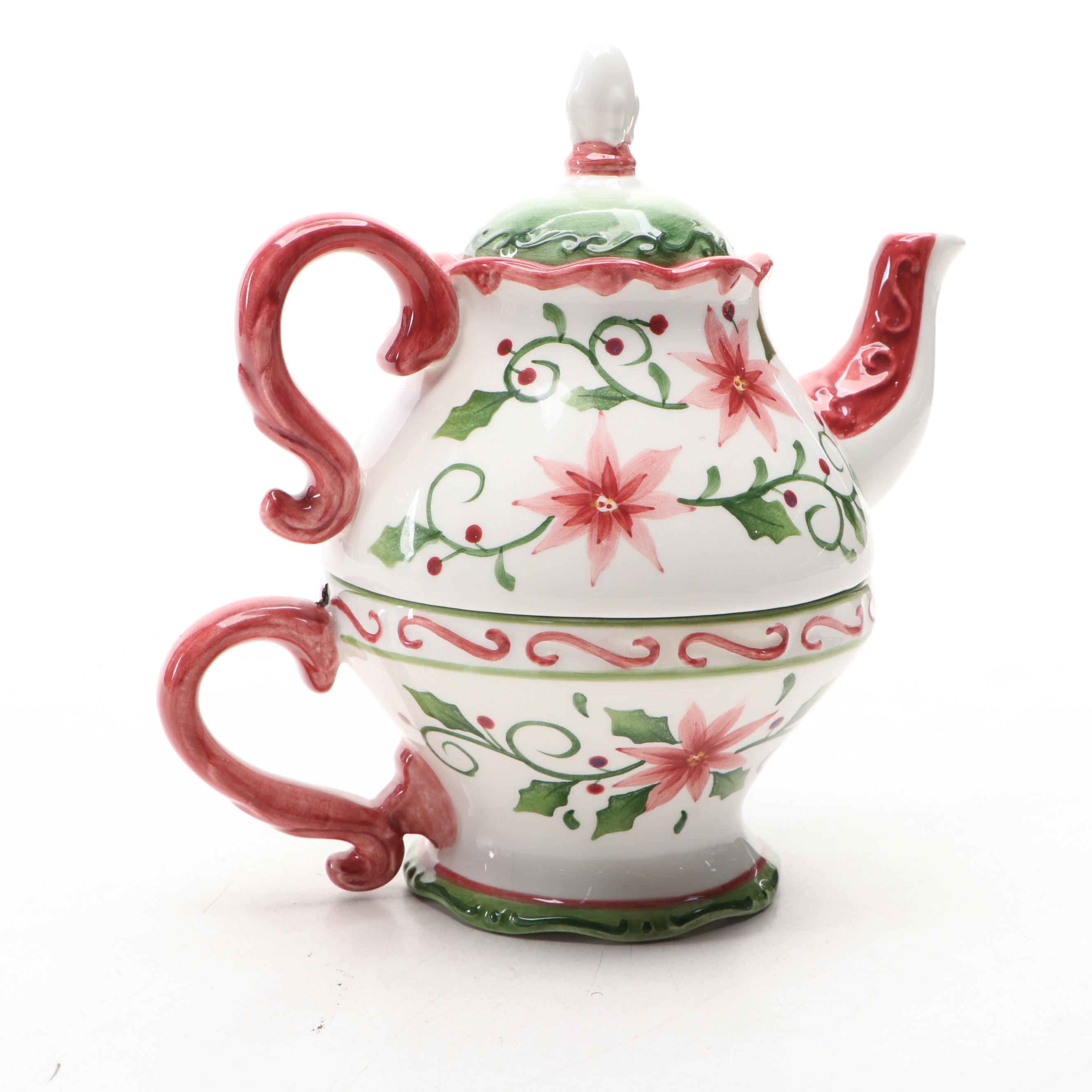 Make the Season Bright Ceramic Teapot and Cup with More Table Accessories