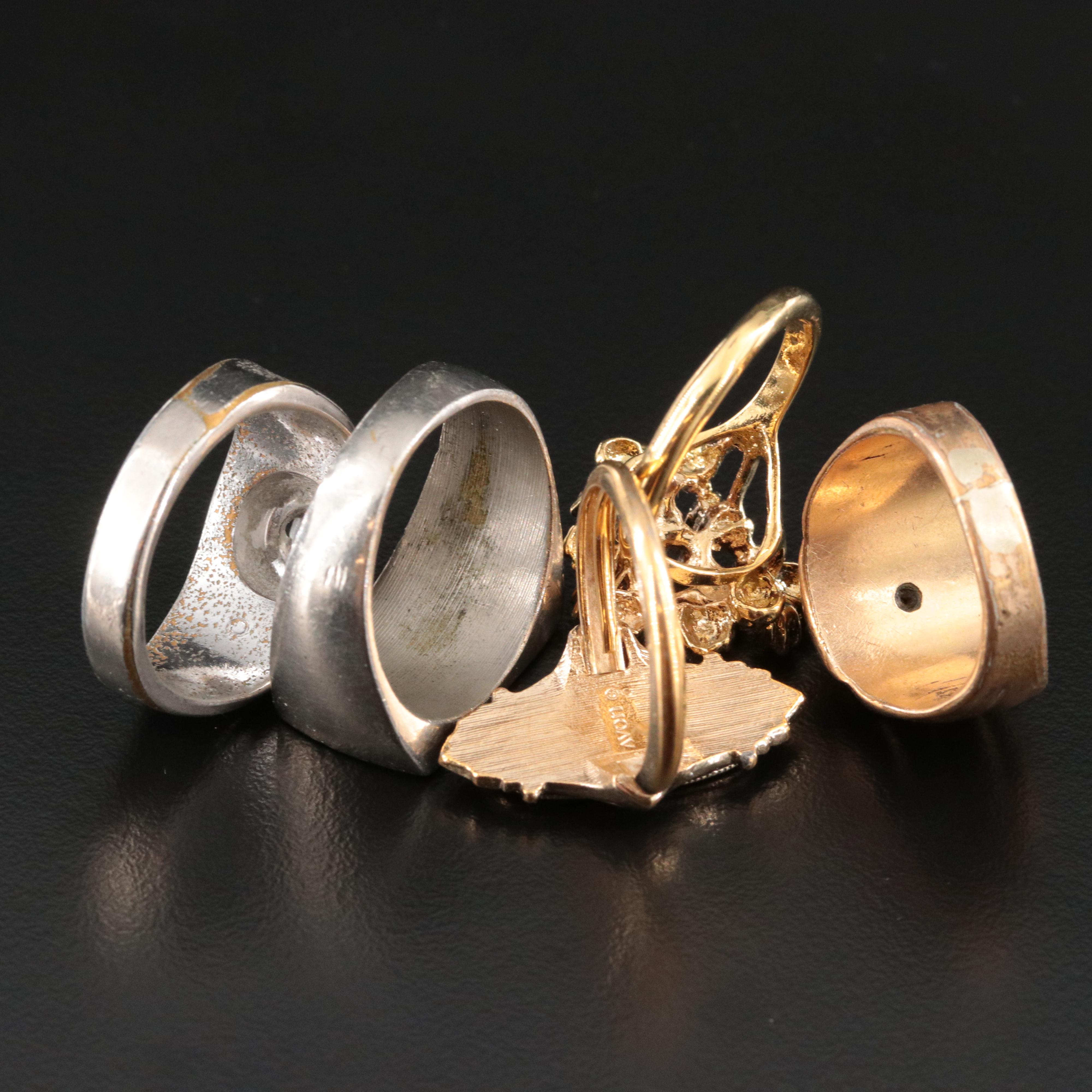 Vintage Glass and Rhinestone Ring Selection with Anzio Signet Ring