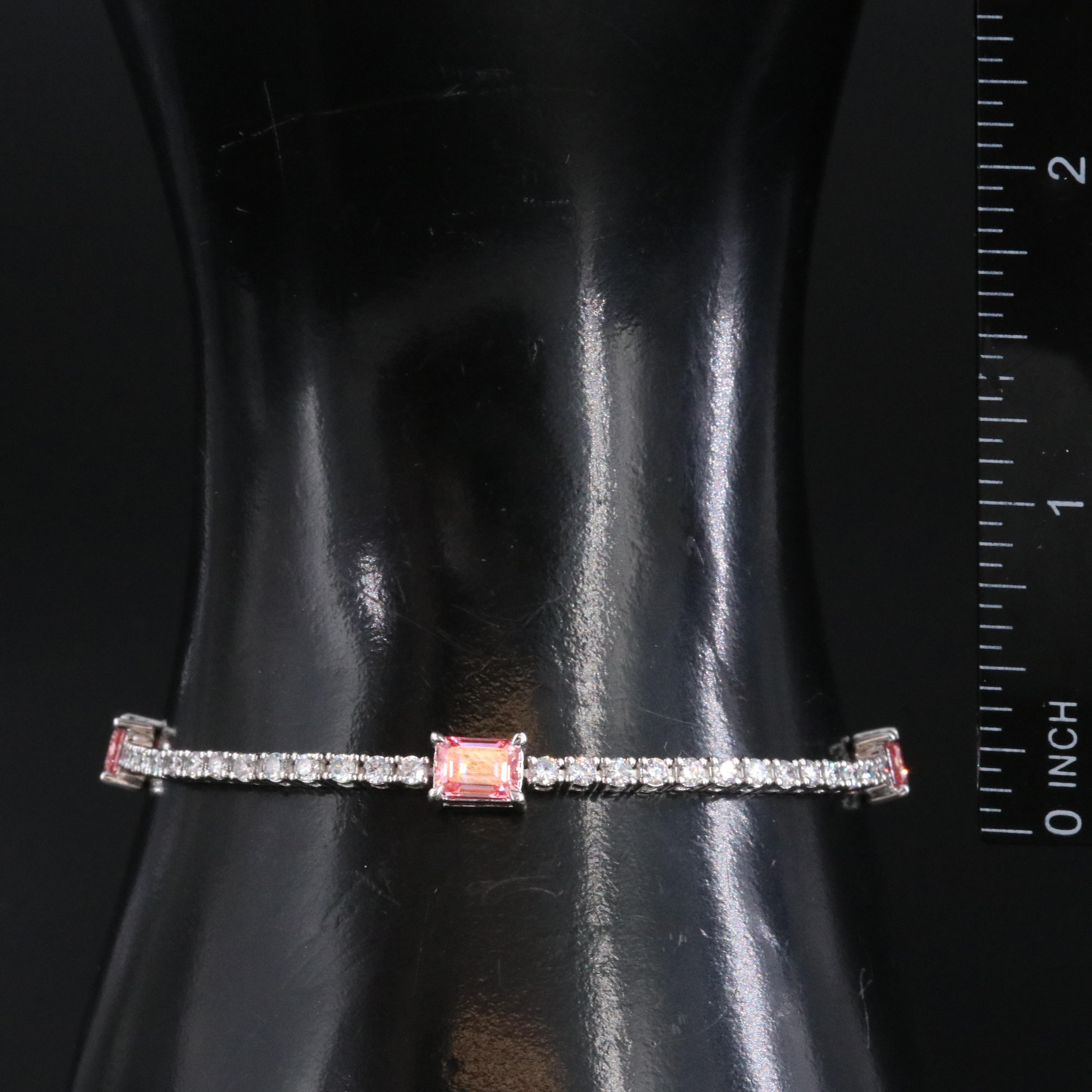 14K 4.33 CTW Lab Grown Diamond Bracelet with Fancy Pinks and IGI Jewelry Report