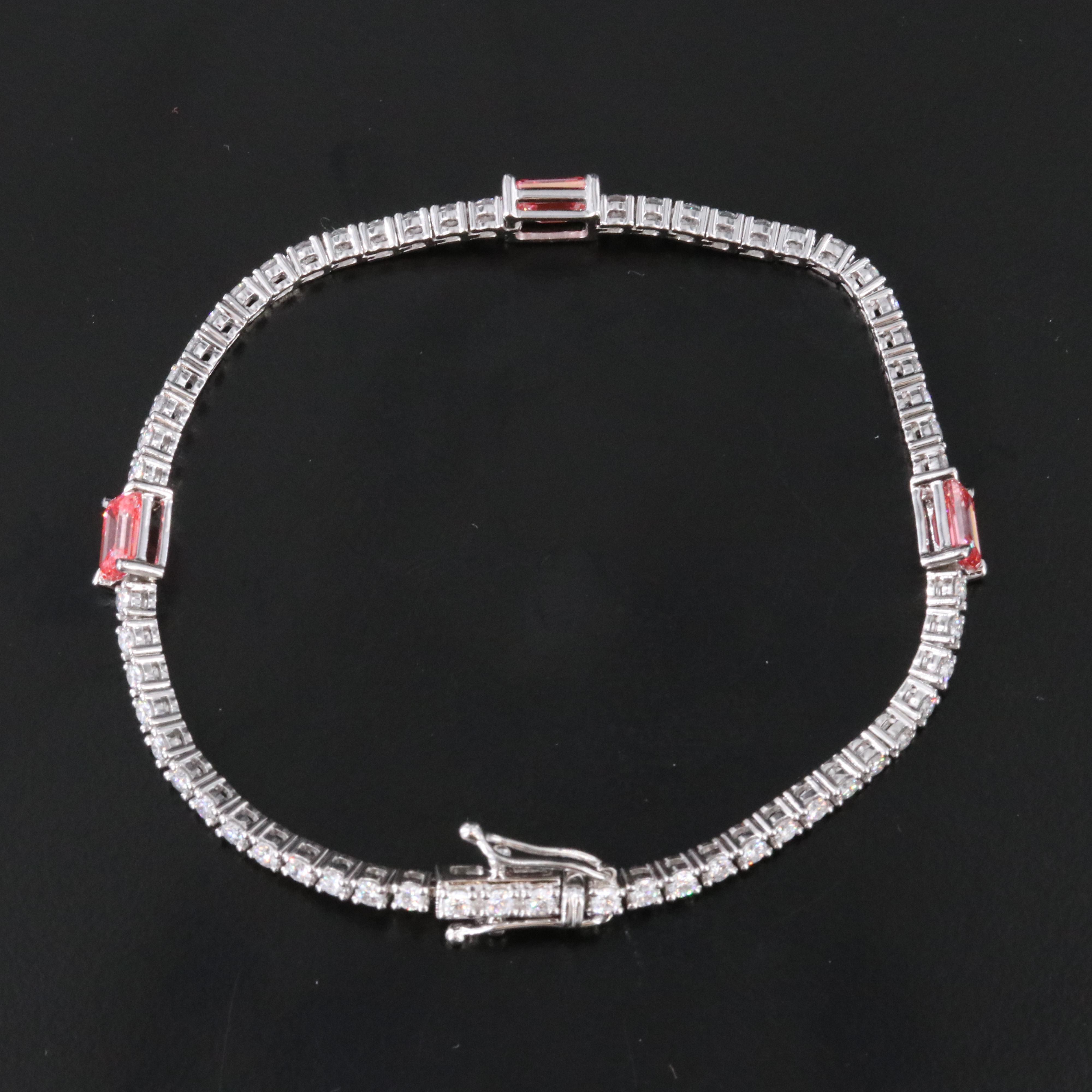 14K 4.33 CTW Lab Grown Diamond Bracelet with Fancy Pinks and IGI Jewelry Report