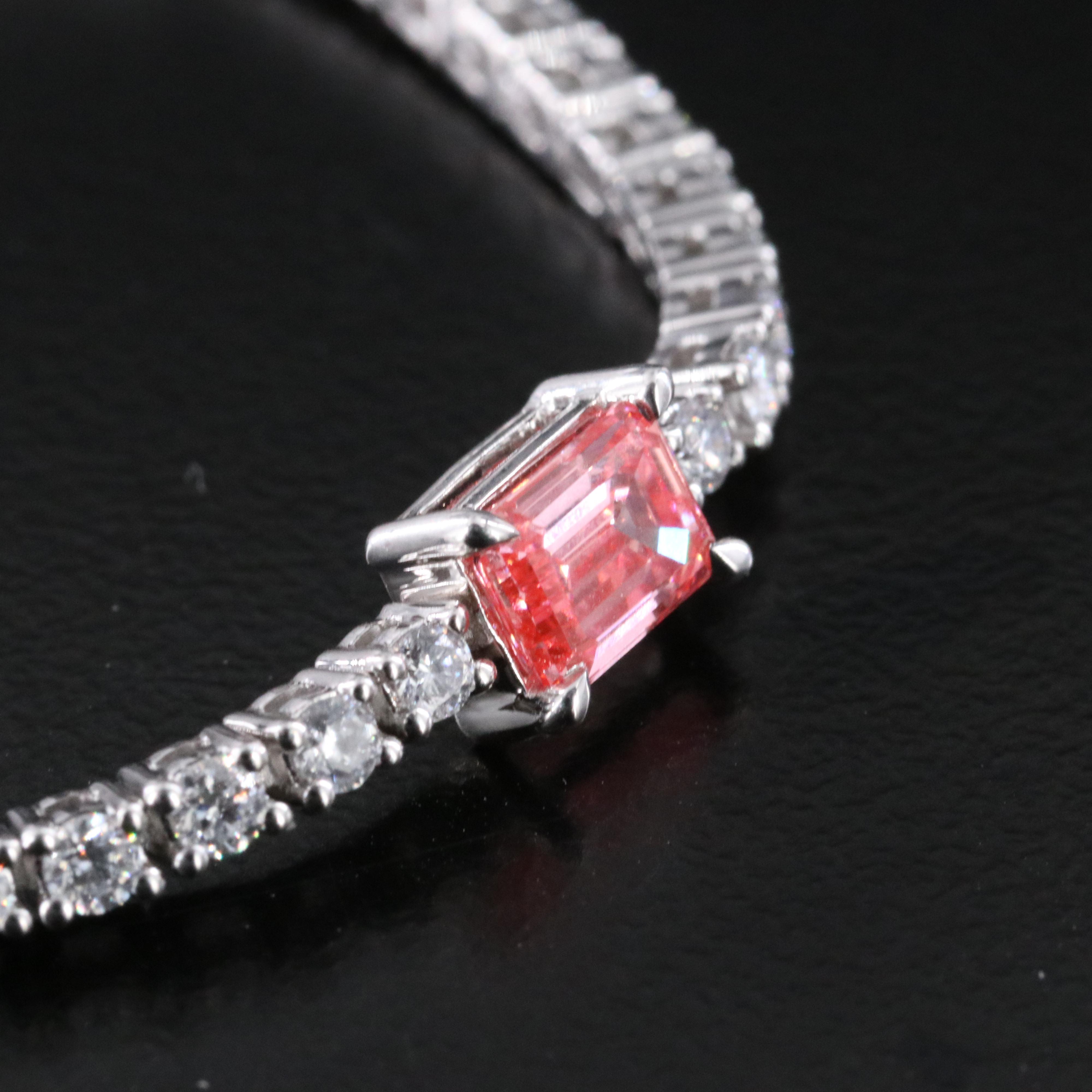 14K 4.33 CTW Lab Grown Diamond Bracelet with Fancy Pinks and IGI Jewelry Report